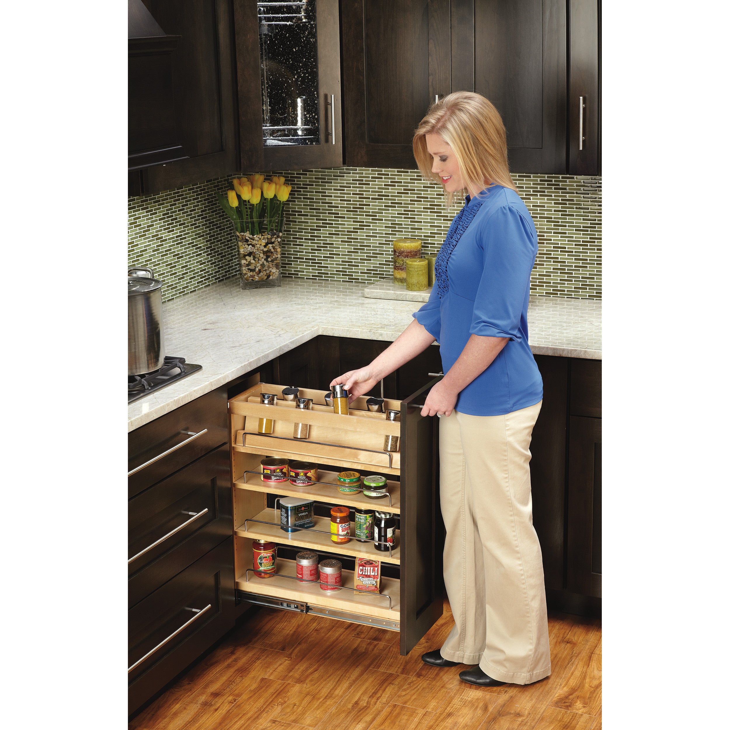 8 in Base Cabinet Organizer Natural  8 in (203 mm) W x 22.5 in (572 mm) D x 25.5 in (648 mm) H