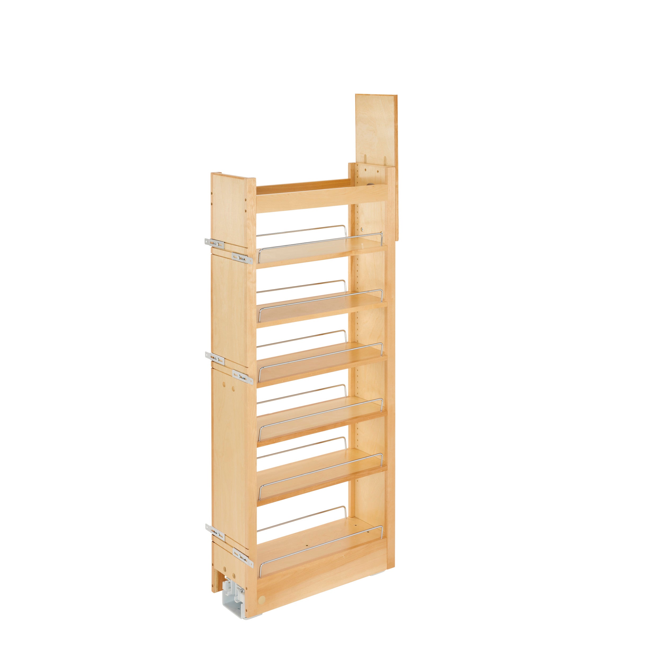 5 in W x 43 in H Wood Pantry Pullout Soft Close Natural  5 in (127 mm) W x 22 in (559 mm) D x 43.25 in (1099 mm) H
