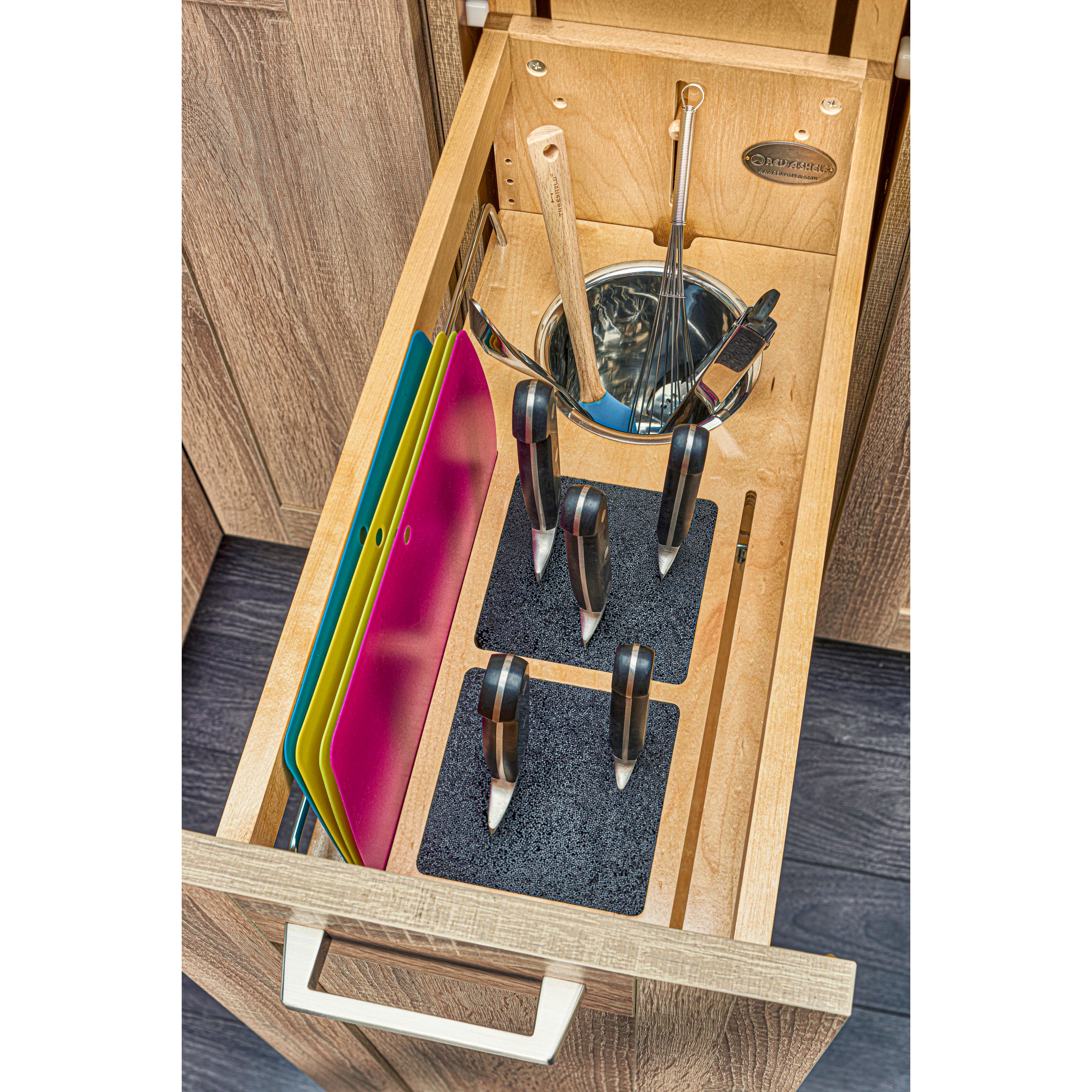 8 in Base Cabinet Organizer w/ Knife Block w/Soft-Close Natural  8.75 in (222 mm) W x 21.63 in (549 mm) D x 25.5 in (648 mm) H
