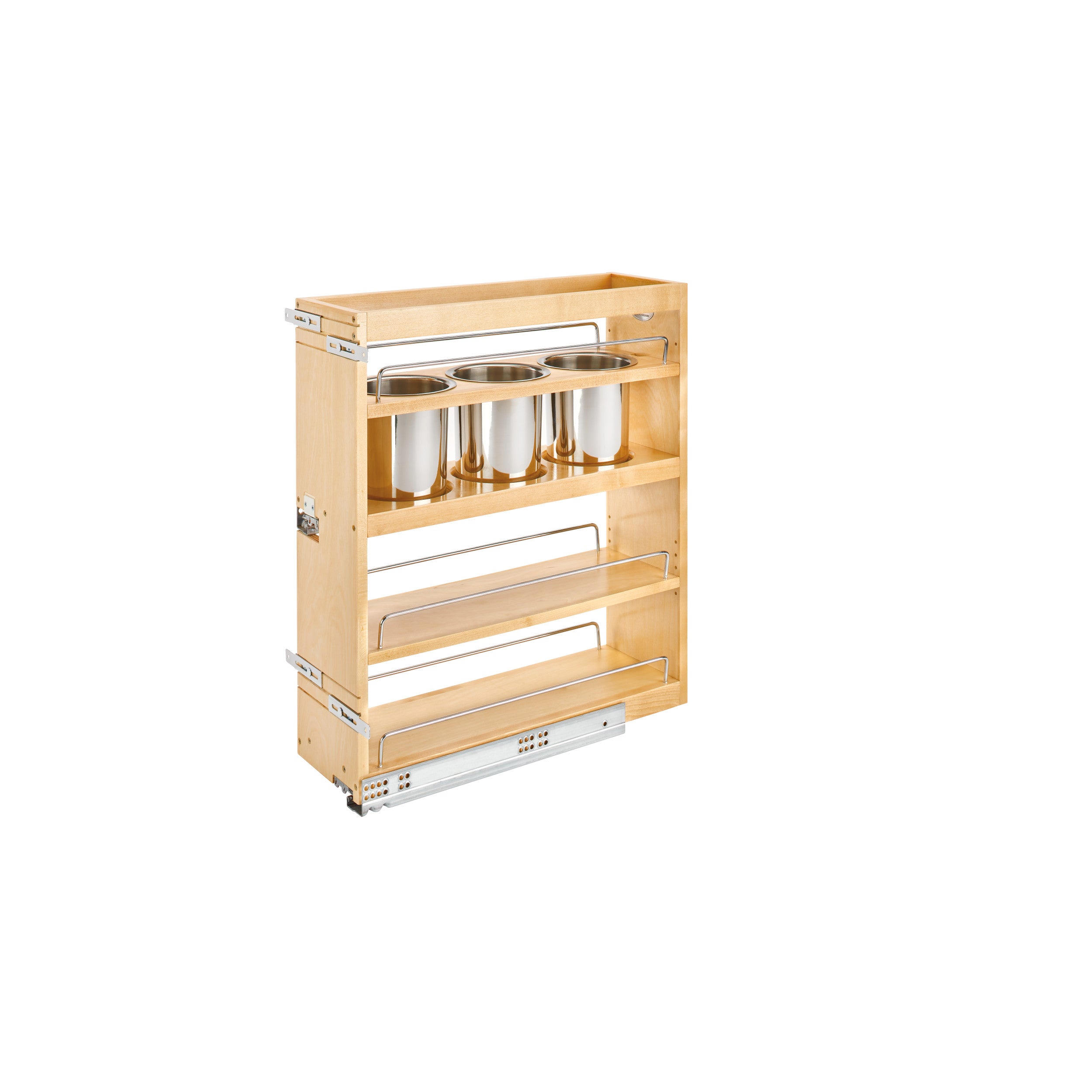 7.5 in Base Cabinet Organizer w/ 3 Utensil Bins Natural  7.5 in (191 mm) W x 21.81 in (554 mm) D x 25.25 in (641 mm) H