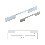 Handle Zinc C/C 224mm O/A 249mm Brush Ni