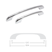 Handle Zinc C/C 128mm, O/A 160mm Brush Ni