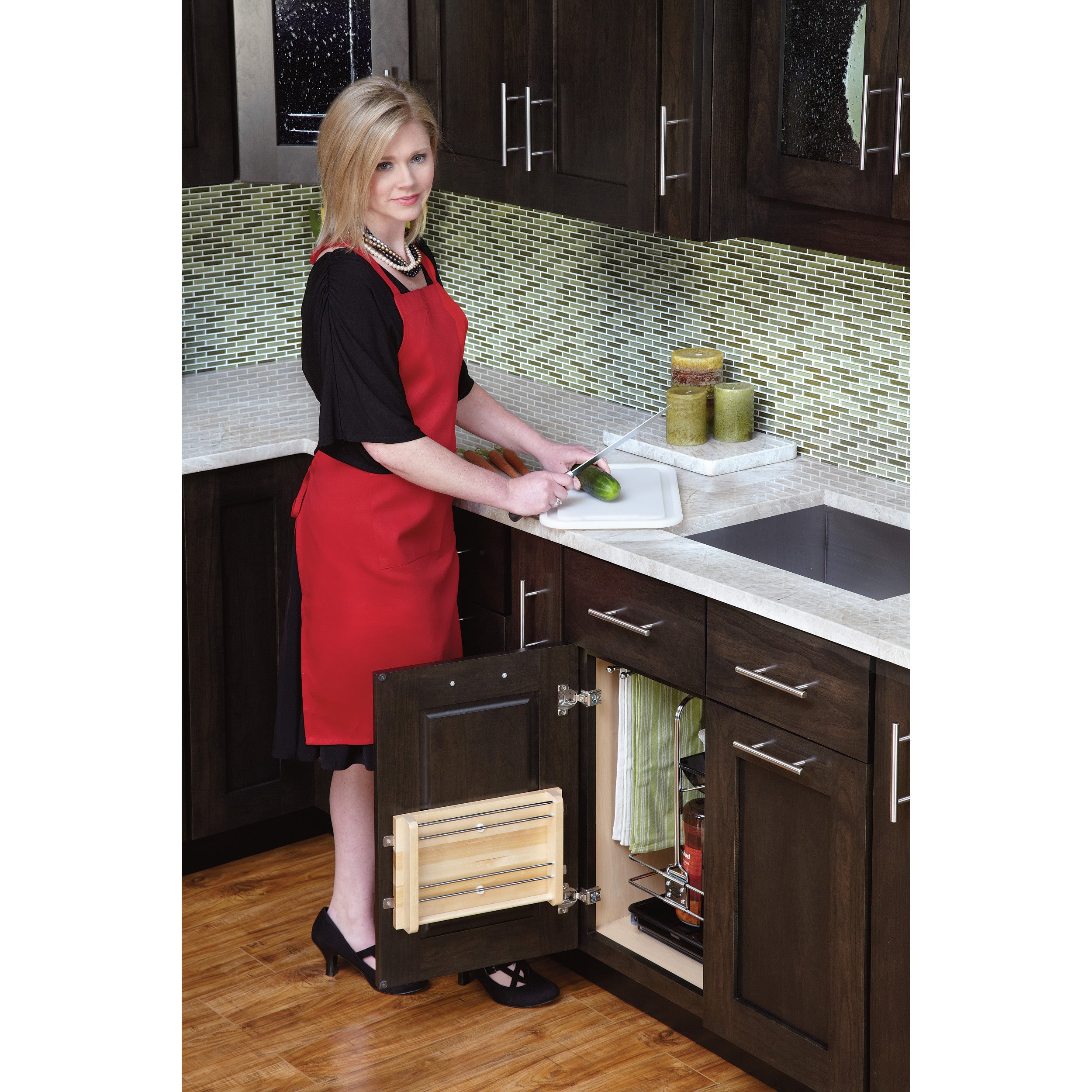 Door mount Polymer Cutting Board Natural  11.31 in (287 mm) W x 2 in (51 mm) D x 16.44 in (418 mm) H