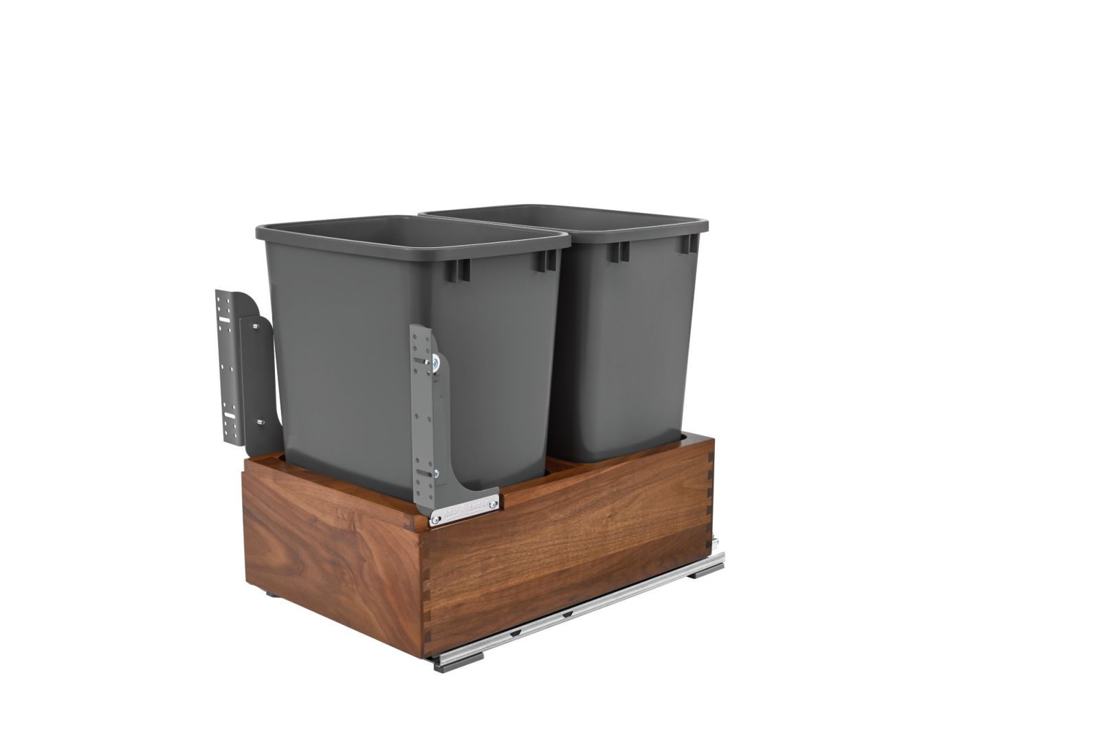 Double 35 Qrt Waste Container Walnut  15 in (381 mm) W x 22.13 in (562 mm) D x 19.25 in (489 mm) H