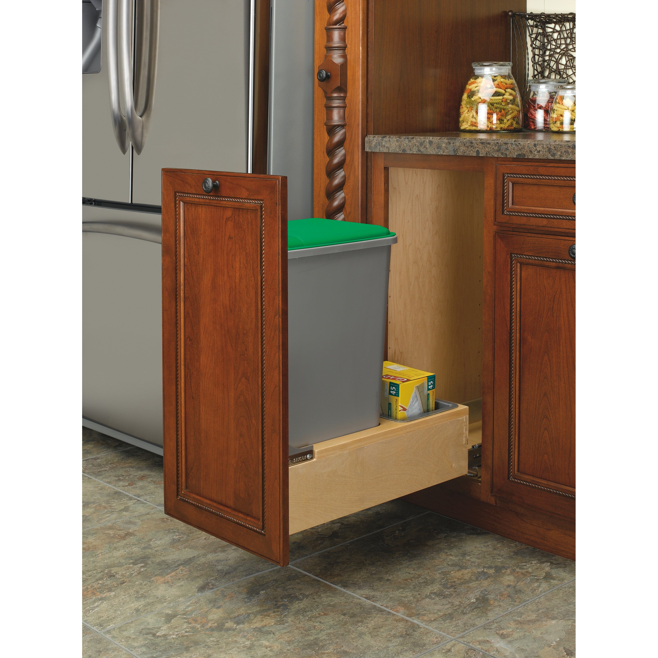 50 Qrt Pull-Out Waste Container Natural  12 in (305 mm) W x 21.75 in (552 mm) D x 23.19 in (589 mm) H