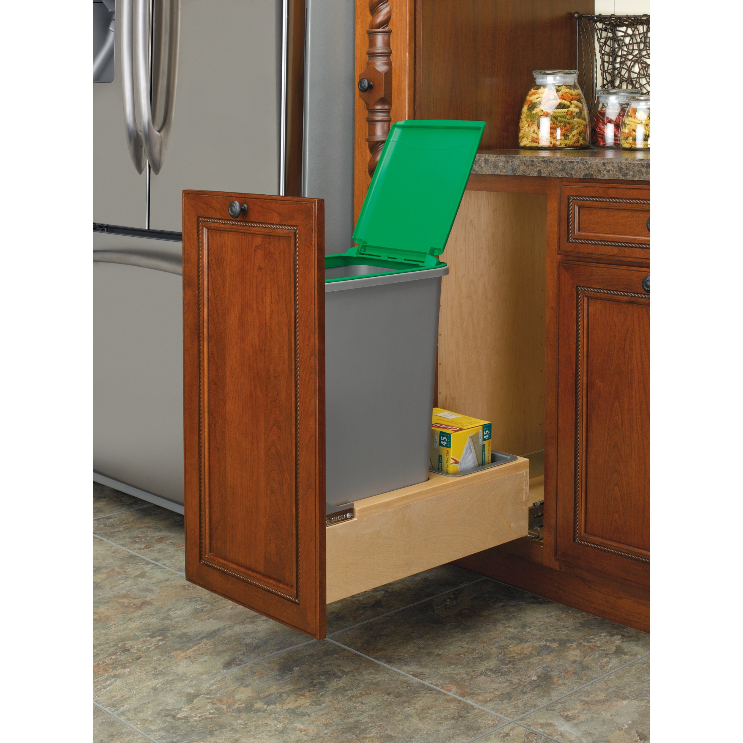 50 Qrt Pull-Out Waste Container Natural  12 in (305 mm) W x 21.75 in (552 mm) D x 23.19 in (589 mm) H