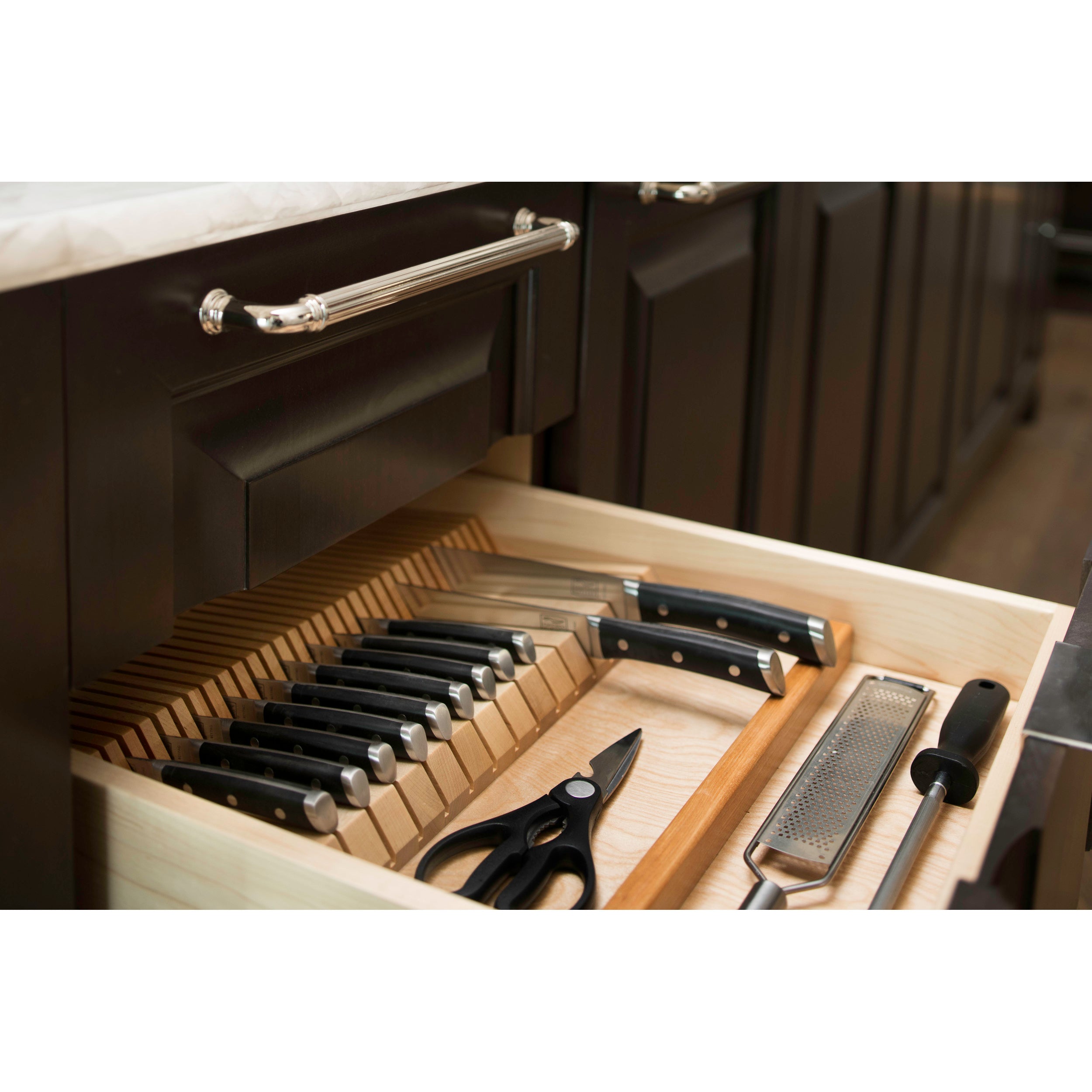 Double Knife Block Drawer Insert-Wood Natural  18.5 in (470 mm) W x 22 in (559 mm) D x 2 in (51 mm) H