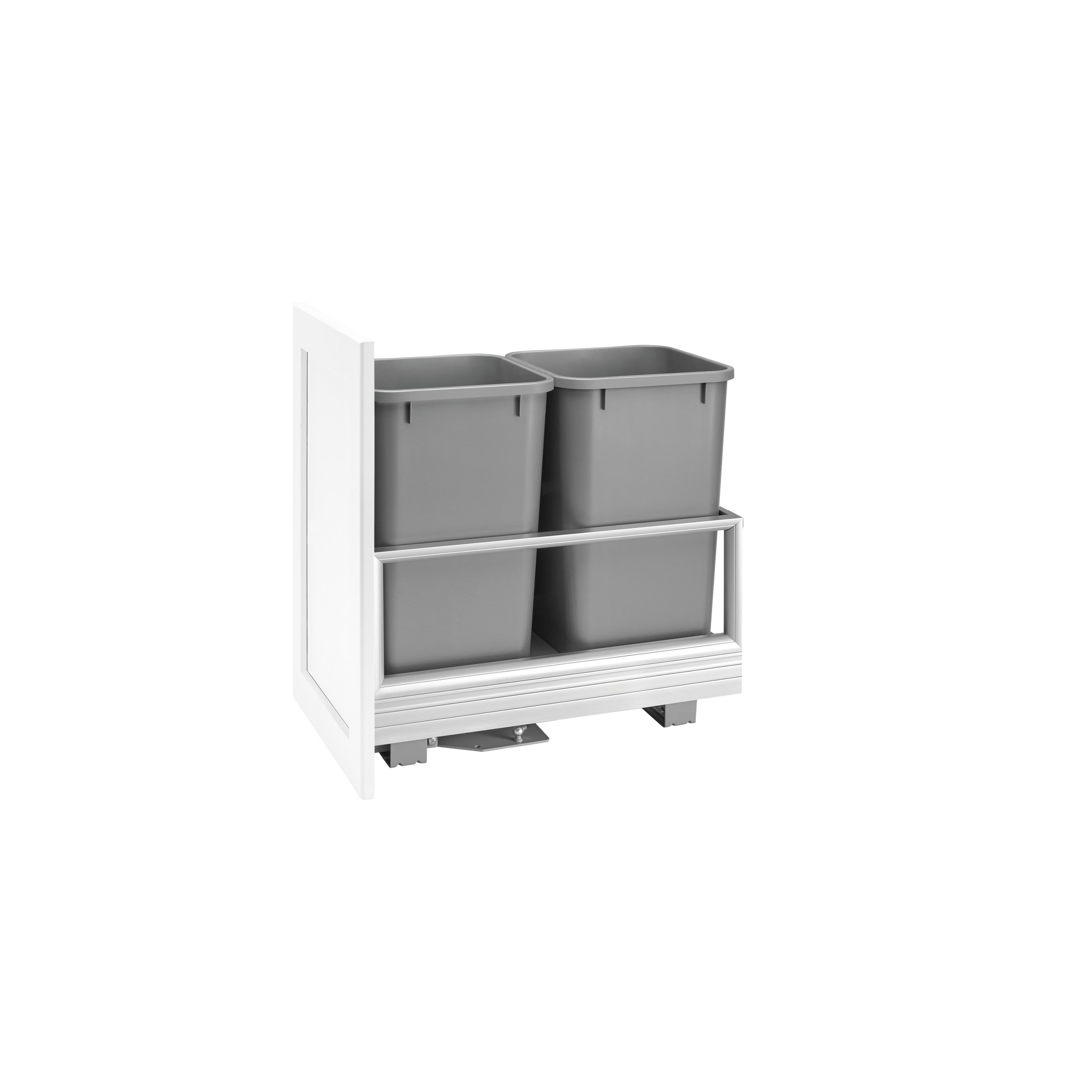 Double 27 Qrt Pull-Out Waste Container w/Rev-A-Motion Silver  12.13 in (308 mm) W x 22 in (559 mm) D x 19.5 in (495 mm) H