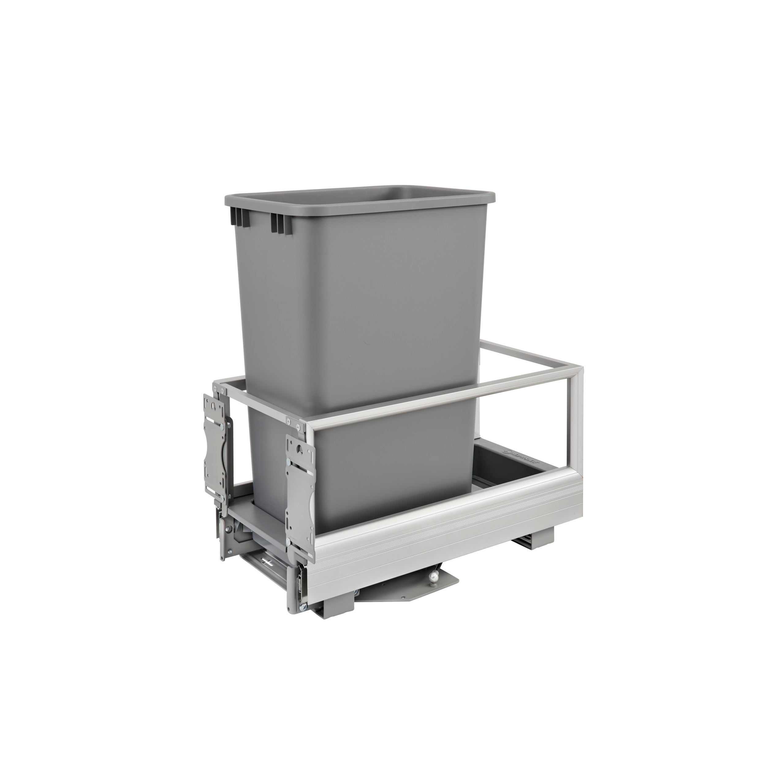 50 Qrt Pull-Out Waste Container w/Rev-A-Motion Silver  12.15 in (309 mm) W x 22 in (559 mm) D x 23.5 in (597 mm) H