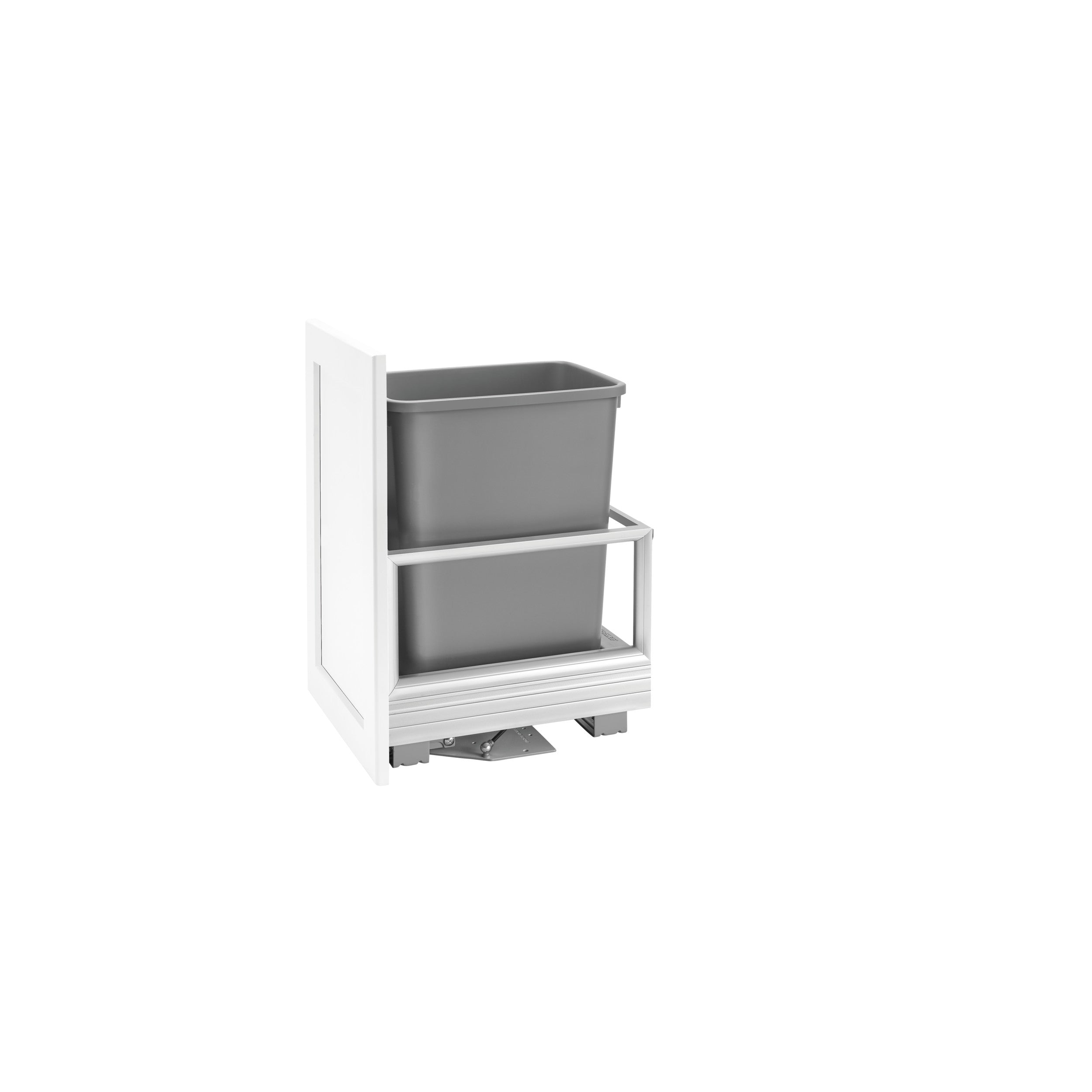 35 Qrt Pull-Out Waste Container w/Rev-A-Motion Silver  12.15 in (309 mm) W x 18 in (457 mm) D x 19.5 in (495 mm) H