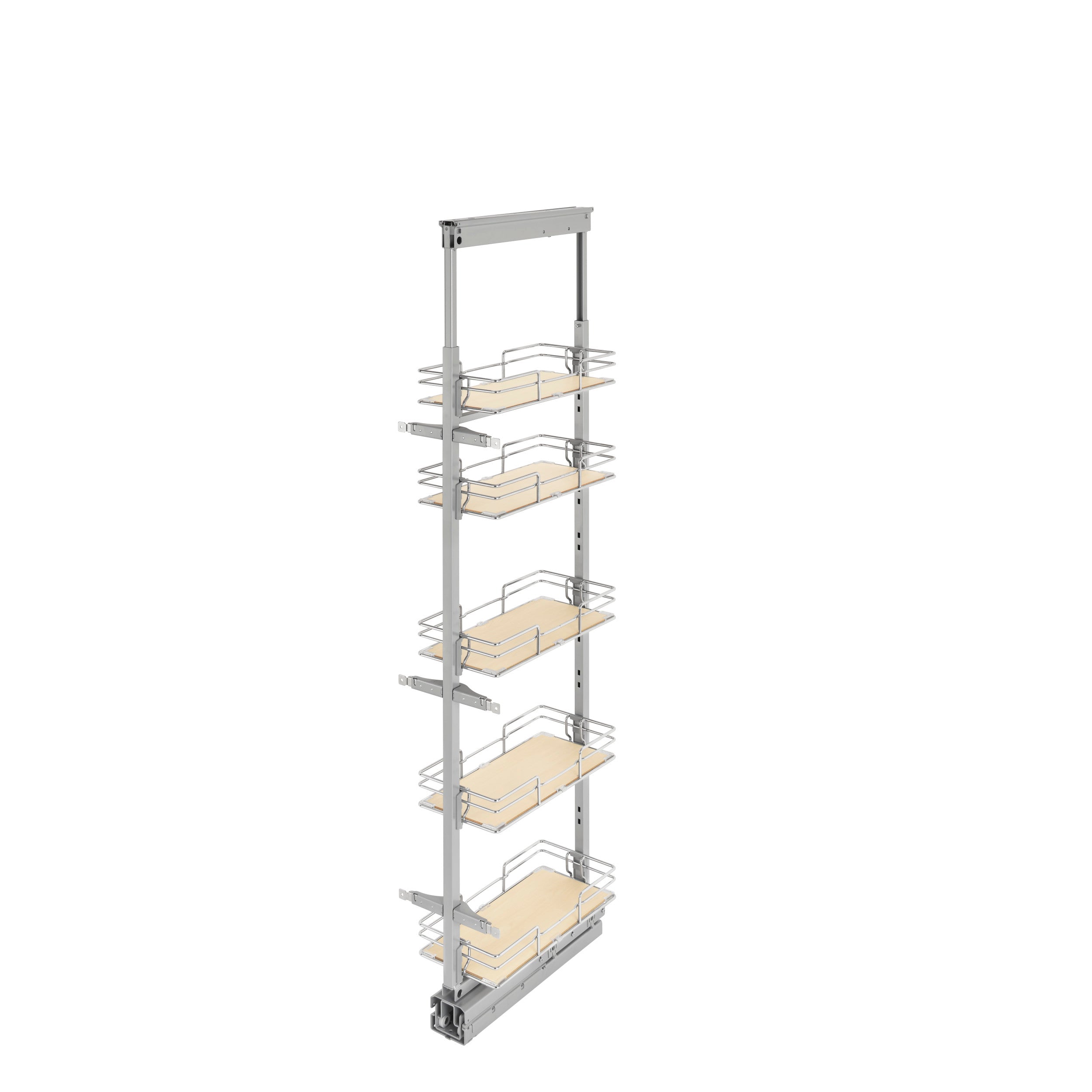 9 in Tall Pullout Maple Pantry w/Soft-Close Chrome  8.63 in (219 mm) W x 19.5 in (495 mm) D x 59.5 in (1511 mm) H
