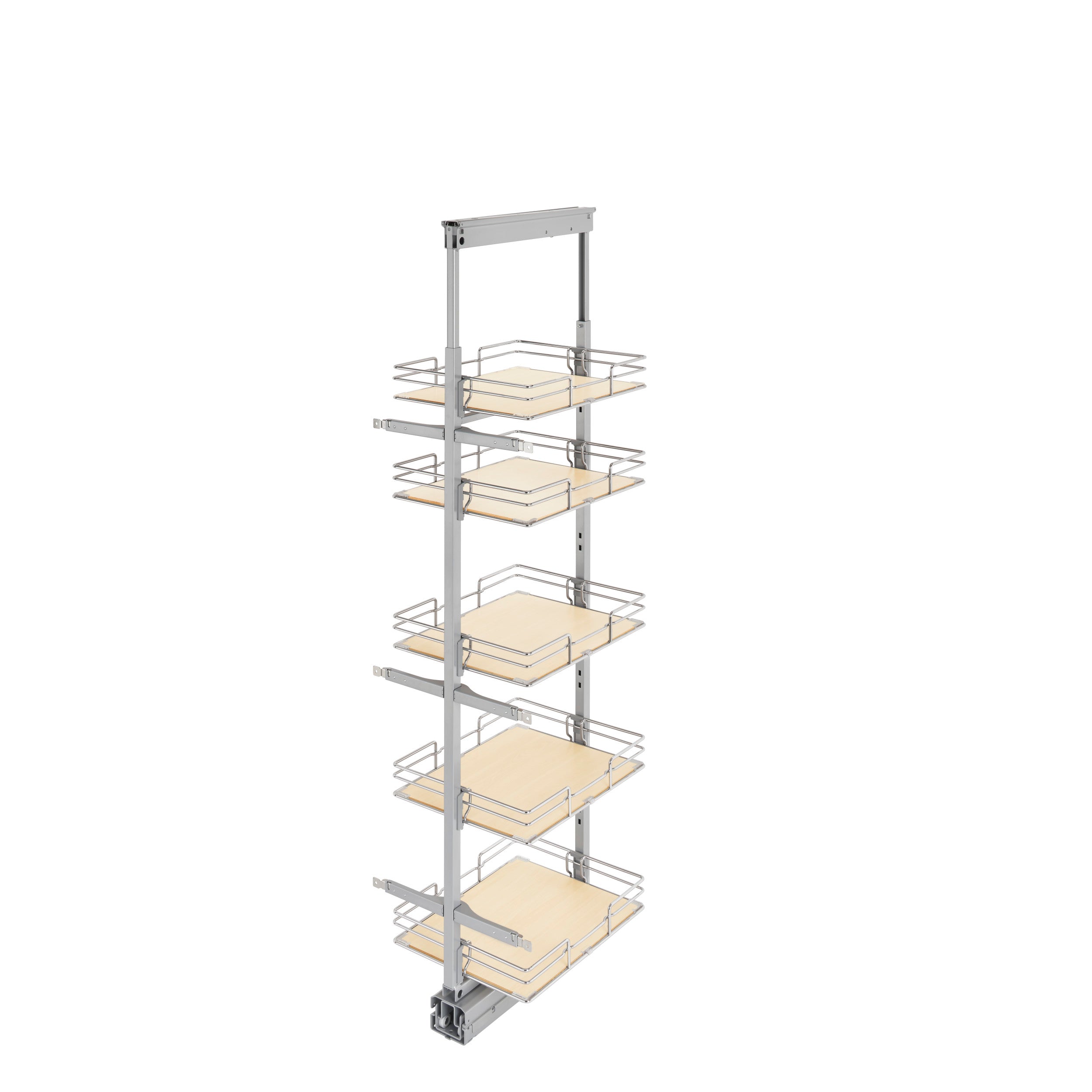14 in Tall Pullout Maple Pantry w/Soft-Close Chrome  14.5 in (368 mm) W x 19.5 in (495 mm) D x 59.5 in (1511 mm) H