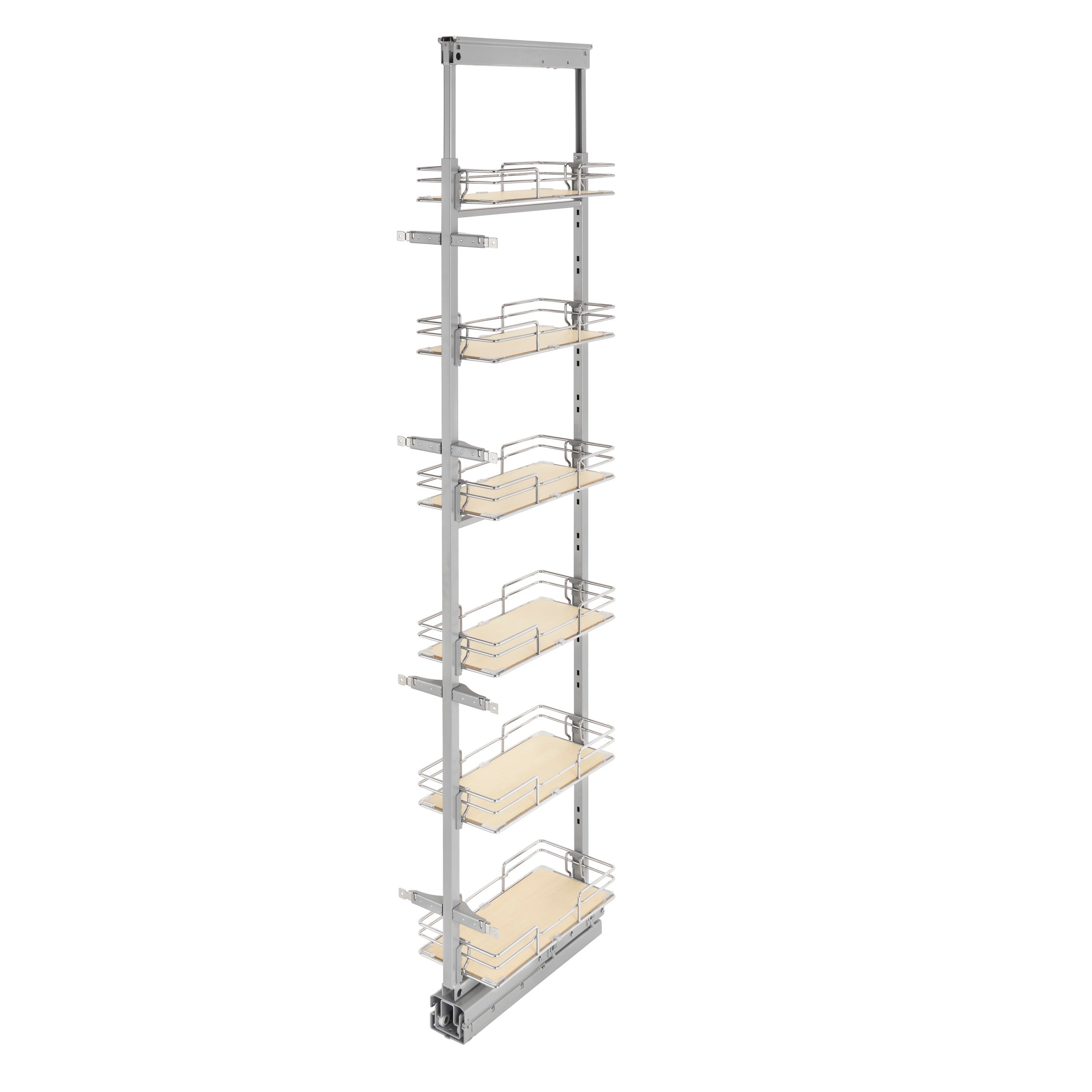 9 in Extra Tall Pullout Maple Pantry w/Soft-Close Chrome  8.63 in (219 mm) W x 19.5 in (495 mm) D x 74.88 in (1902 mm) H