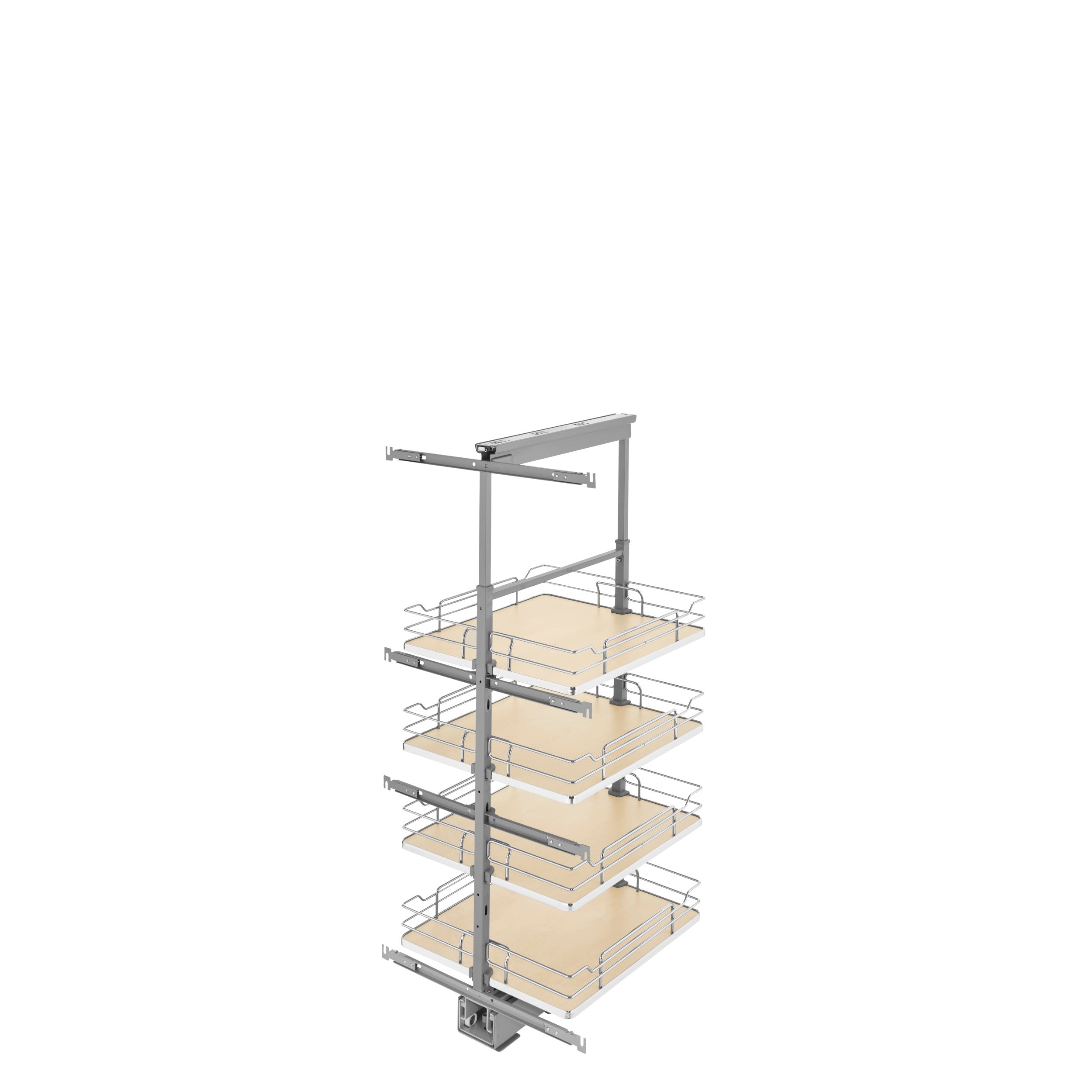 19 in Chrome Solid Bottom Pantry Pullout Soft Close Natural  19.25 in (489 mm) W x 21.69 in (551 mm) D x 43.41 in (1103 mm) H