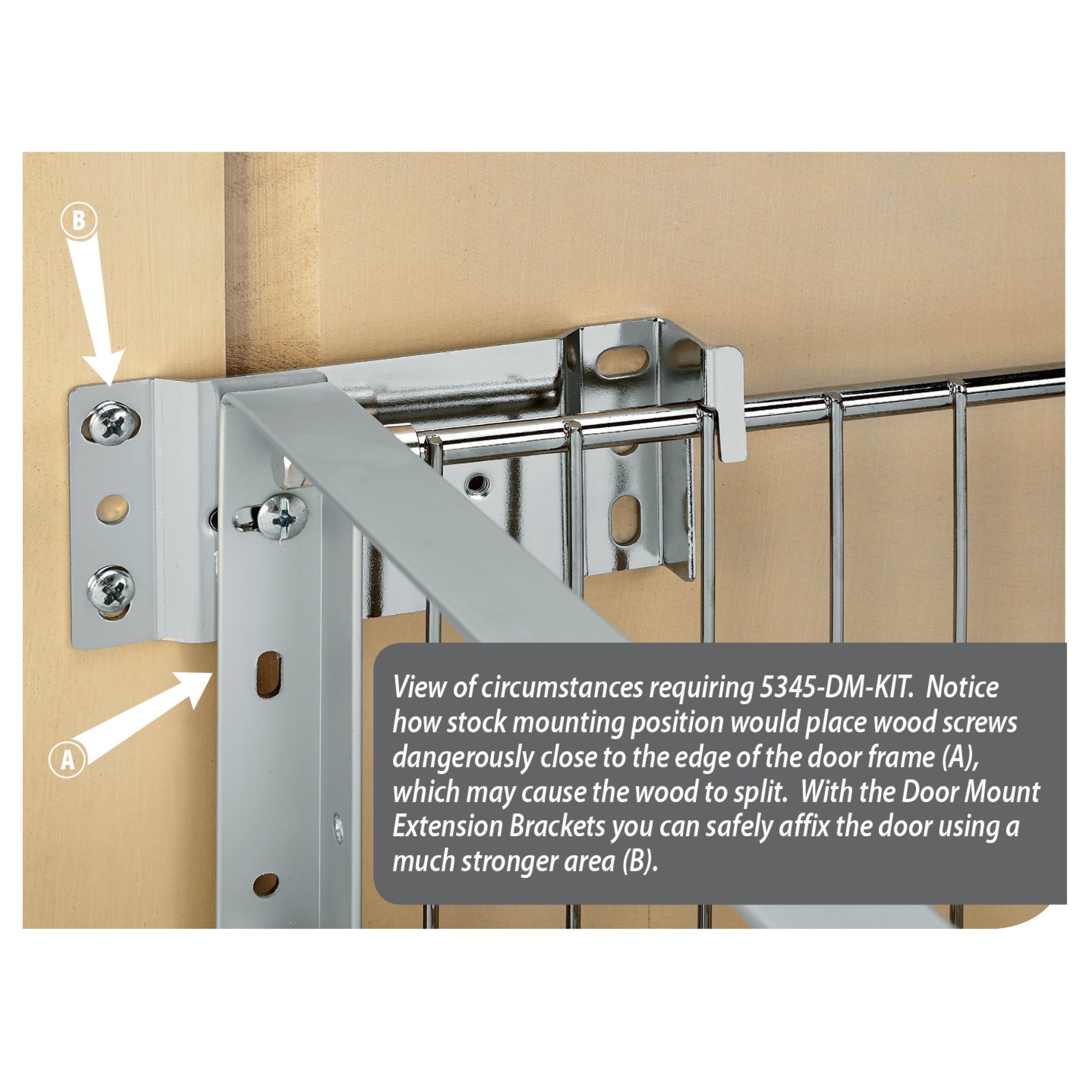 Door mount Extender Kit Metallic Silver  1.5 in (38 mm) W x 2.15 in (55 mm) D x 8 in (203 mm) H