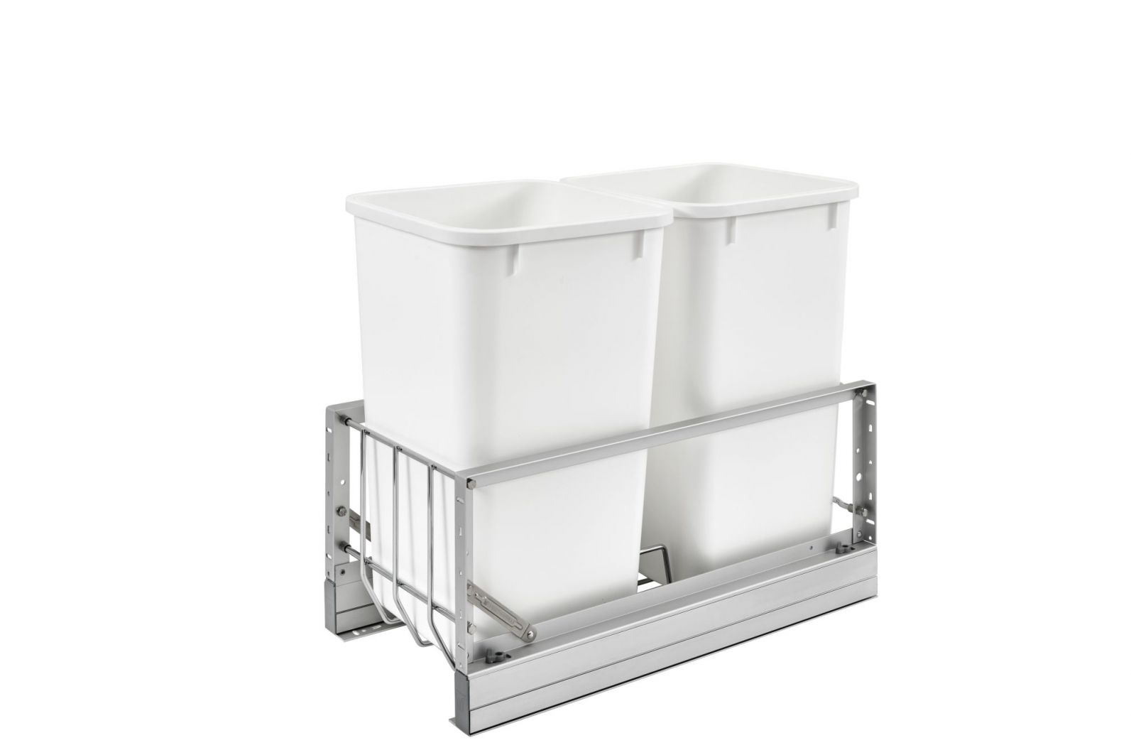 Double 27 Qrt Pull-Out Waste Containers White  11.69 in (297 mm) W x 22.25 in (565 mm) D x 18.94 in (481 mm) H