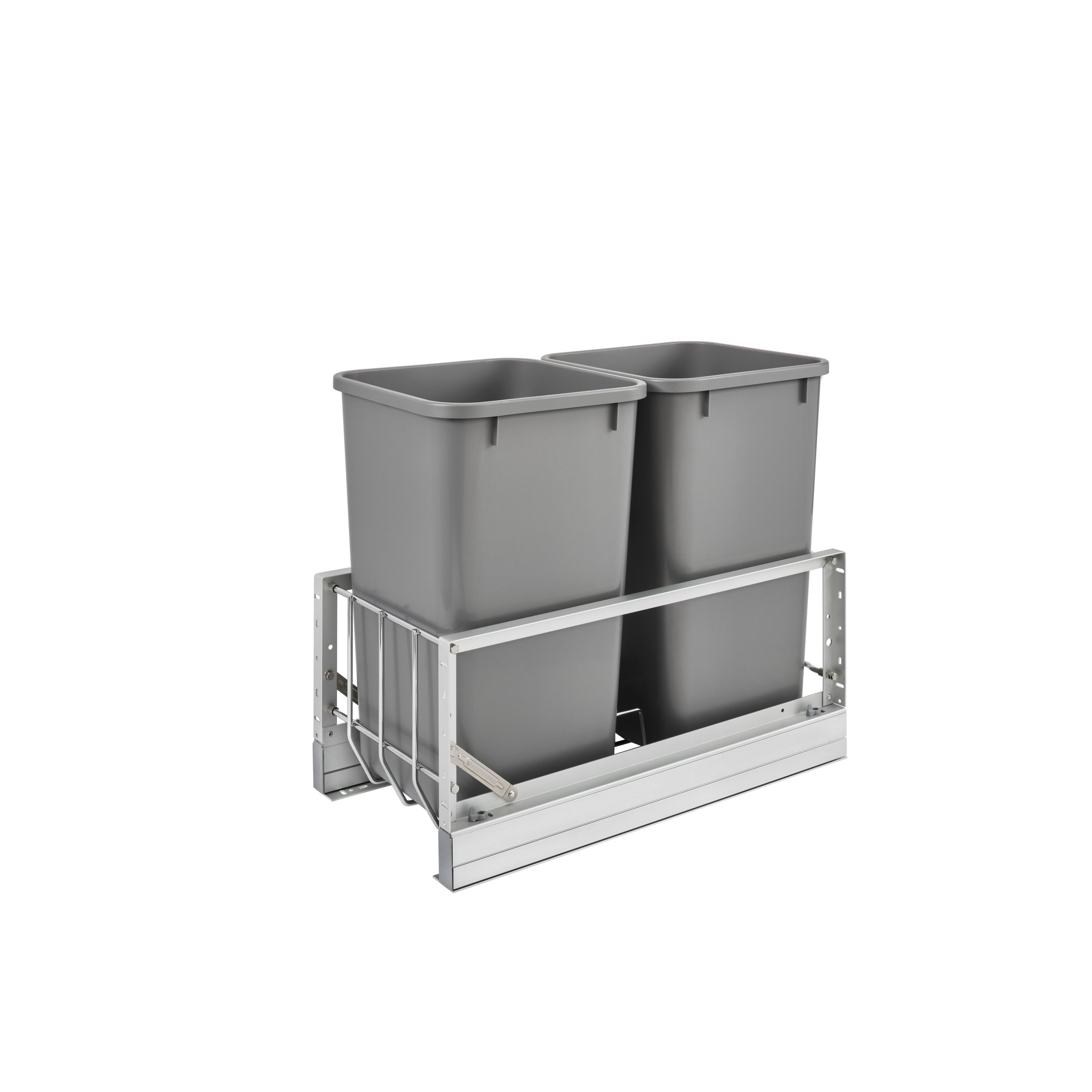 Double 27 Qrt Pull-Out Waste Containers Silver  11.69 in (297 mm) W x 22.25 in (565 mm) D x 18.94 in (481 mm) H