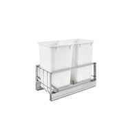 Double 27 Qrt Pull-Out Waste Containers White  11.69 in (297 mm) W x 22.25 in (565 mm) D x 18.94 in (481 mm) H