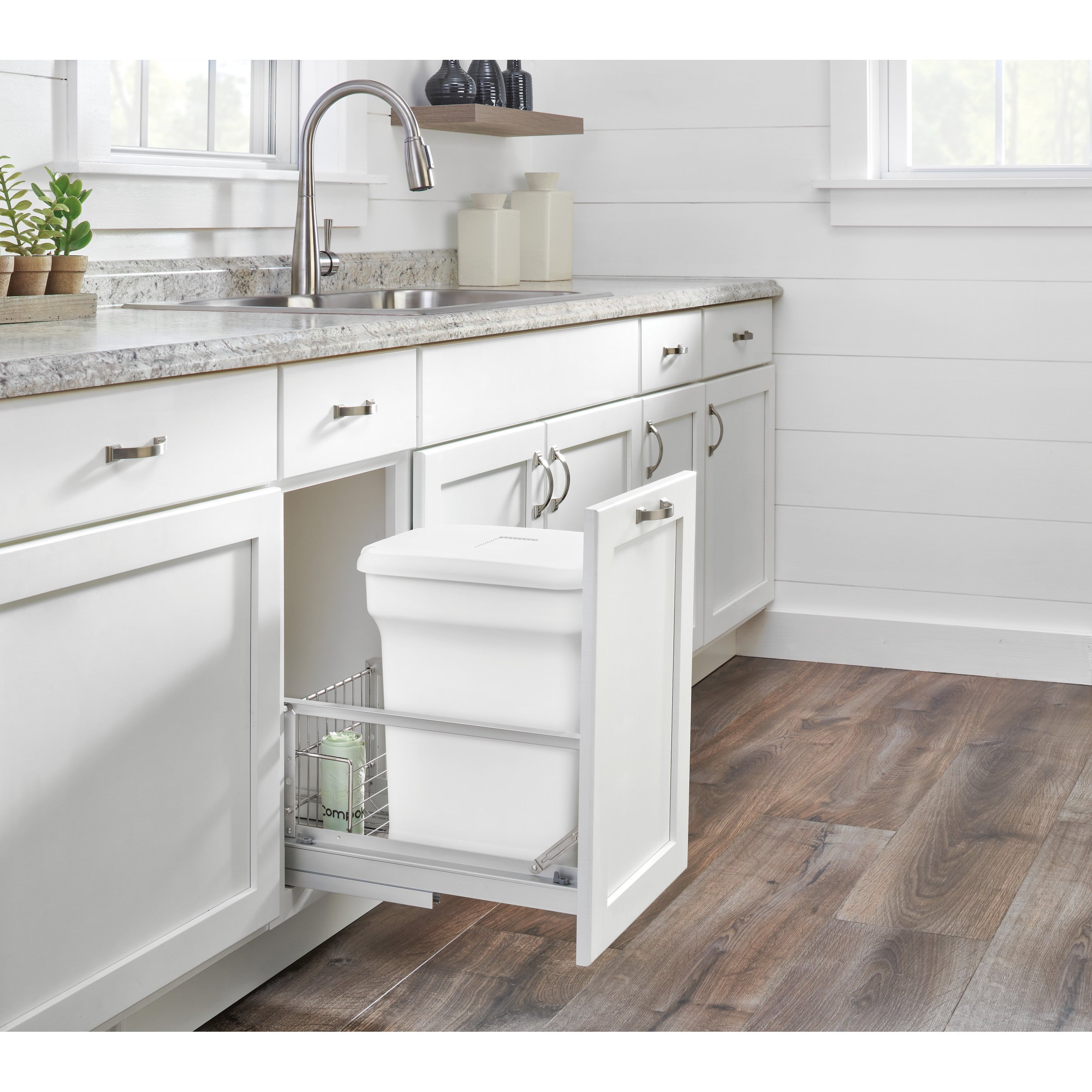 Aluminum Pull-Out White Compost bin White  10.81 in (275 mm) W x 18 in (457 mm) D x 18.06 in (459 mm) H