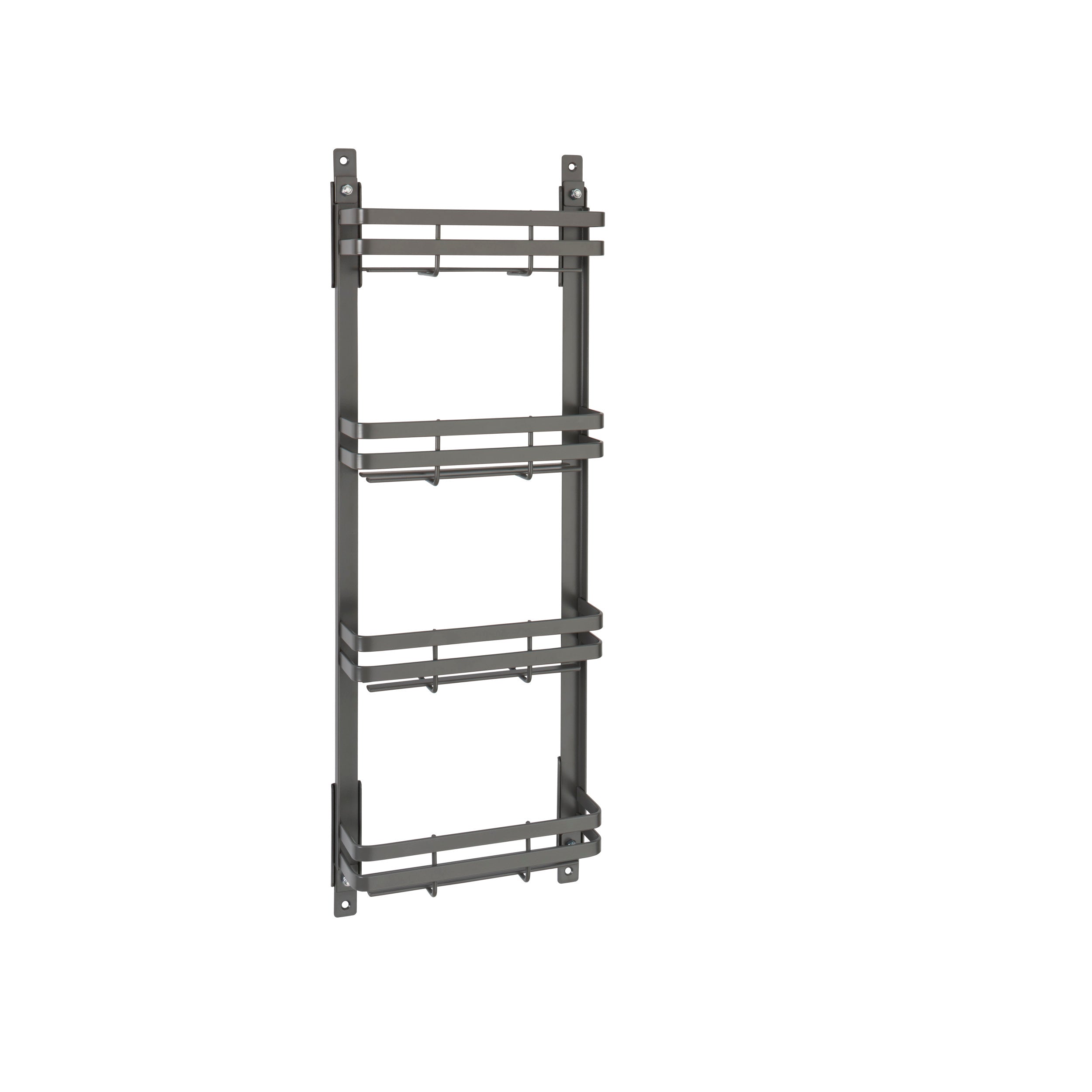 Small Flat Metal Door mount Spice Rack Orion Gray  7.87 in (200 mm) W x 2.48 in (63 mm) D x 23.35 in (593 mm) H