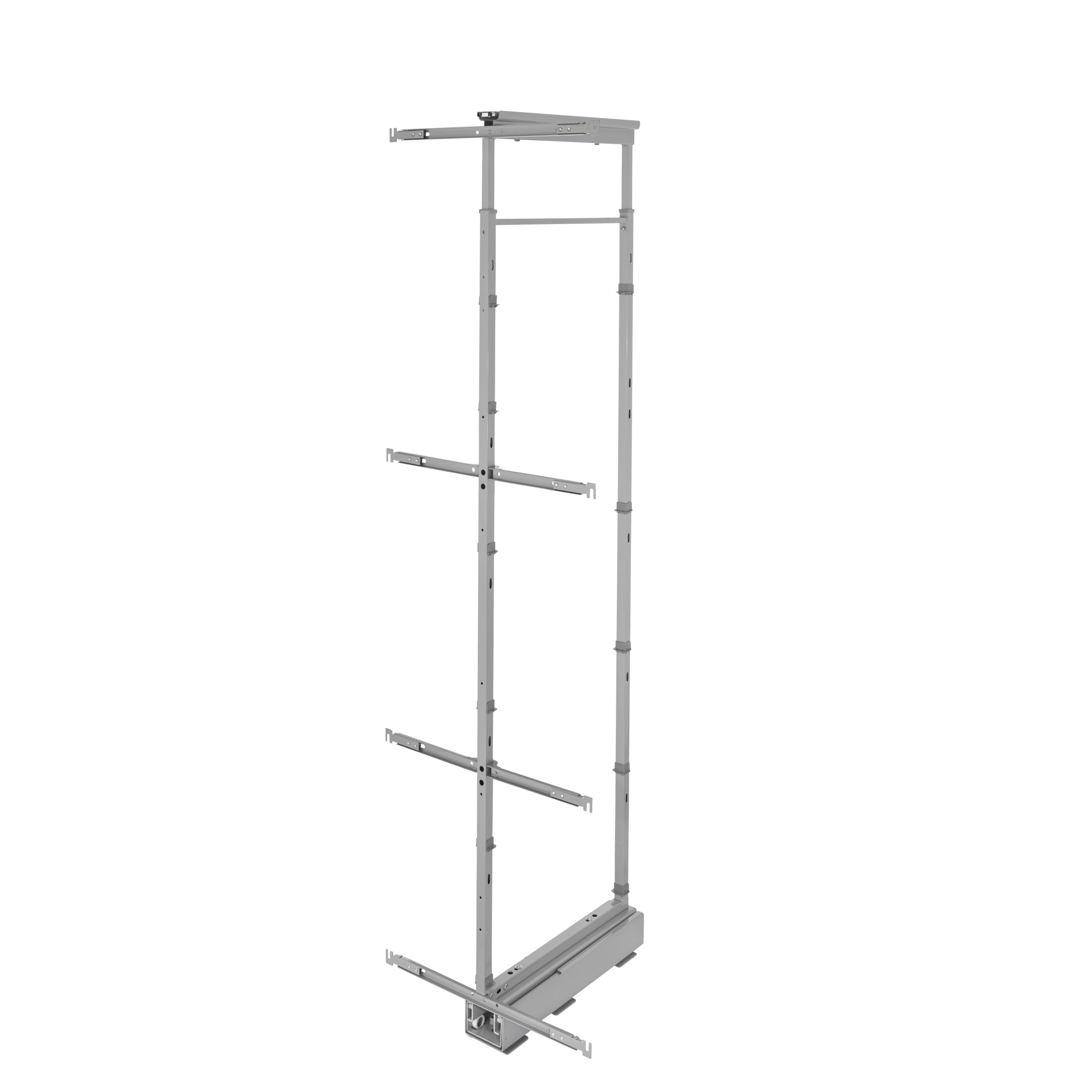 16 in Chrome Solid Bottom Pantry Pullout Soft Close Gray  16.25 in (413 mm) W x 21.69 in (551 mm) D x 73.63 in (1870 mm) H