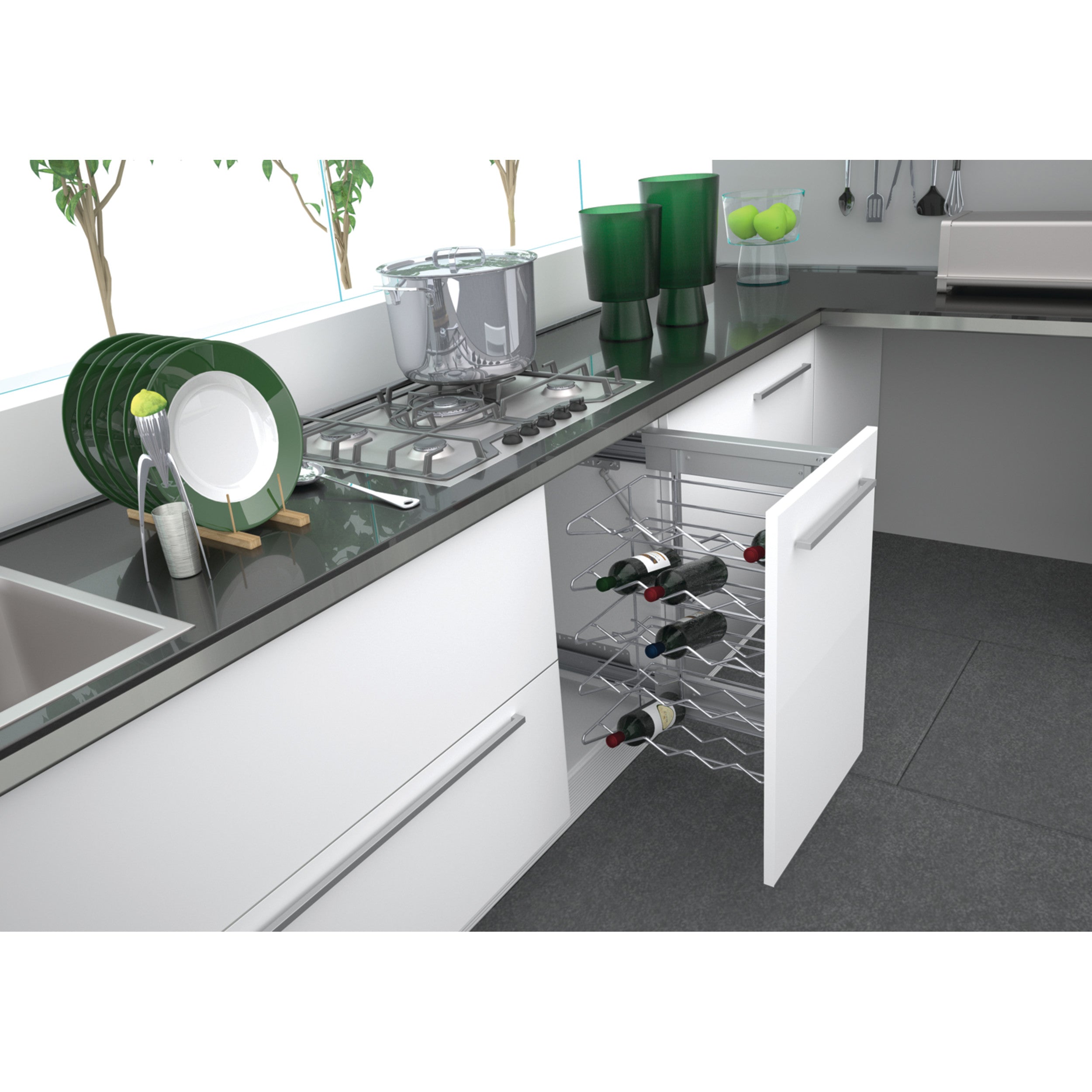 18 in Wine Rack Organizer Chrome  14.13 in (359 mm) W x 17 in (432 mm) D x 25.75 in (654 mm) H