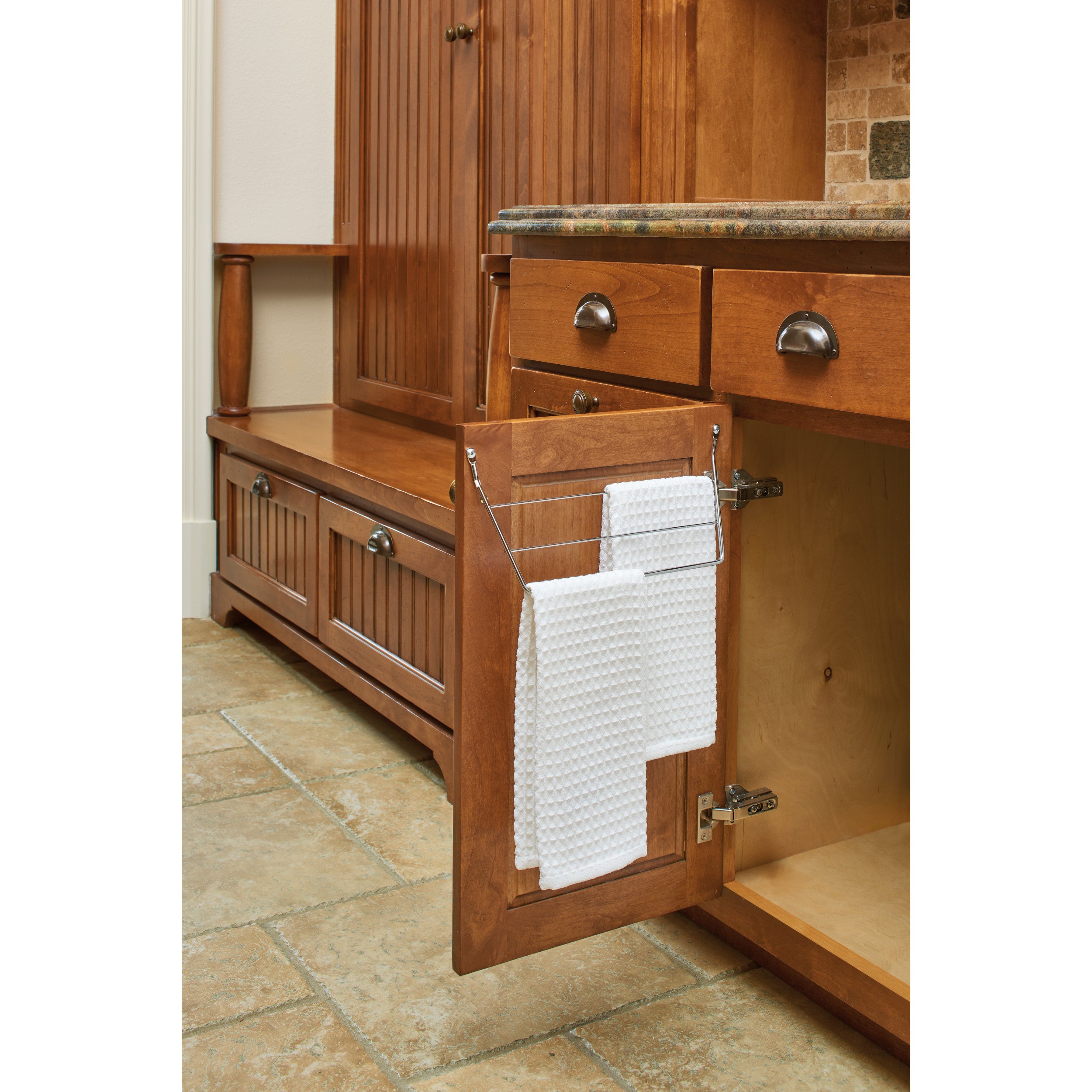 Door mount Towel Holder White  12.75 in (324 mm) W x 3.5 in (89 mm) D x 6.5 in (165 mm) H