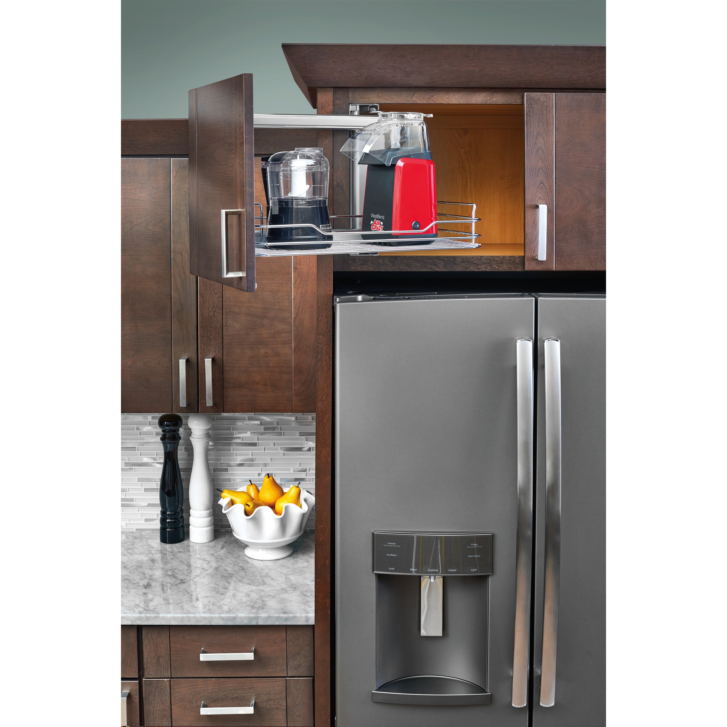 15 in Chrome Above Appliance Organizer Chrome  13 in (330 mm) W x 19 in (483 mm) D x 14.75 in (375 mm) H