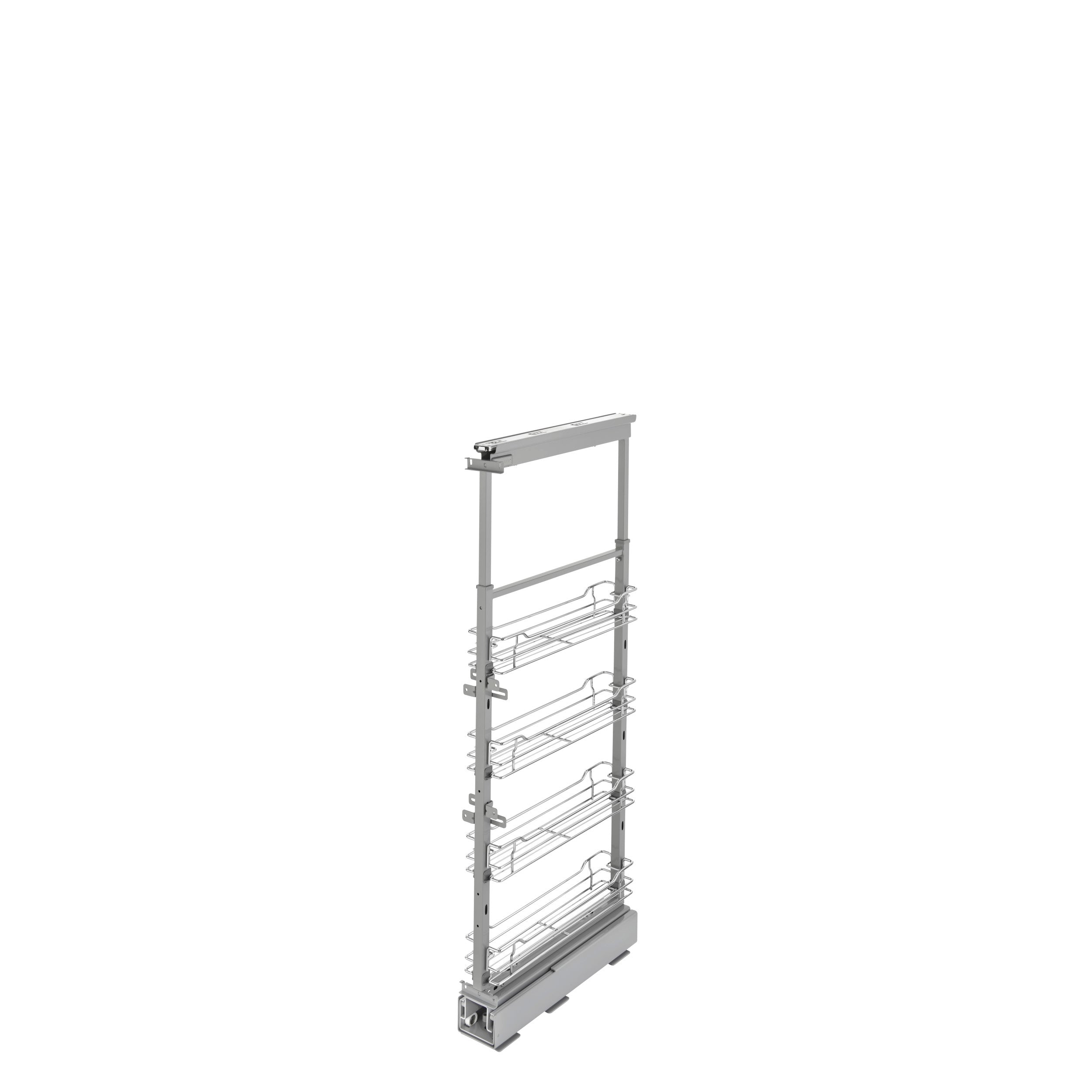 4-1/8 in Chrome Basket Pantry Pullout Soft Close Chrome  4.5 in (114 mm) W x 21.69 in (551 mm) D x 43.41 in (1103 mm) H