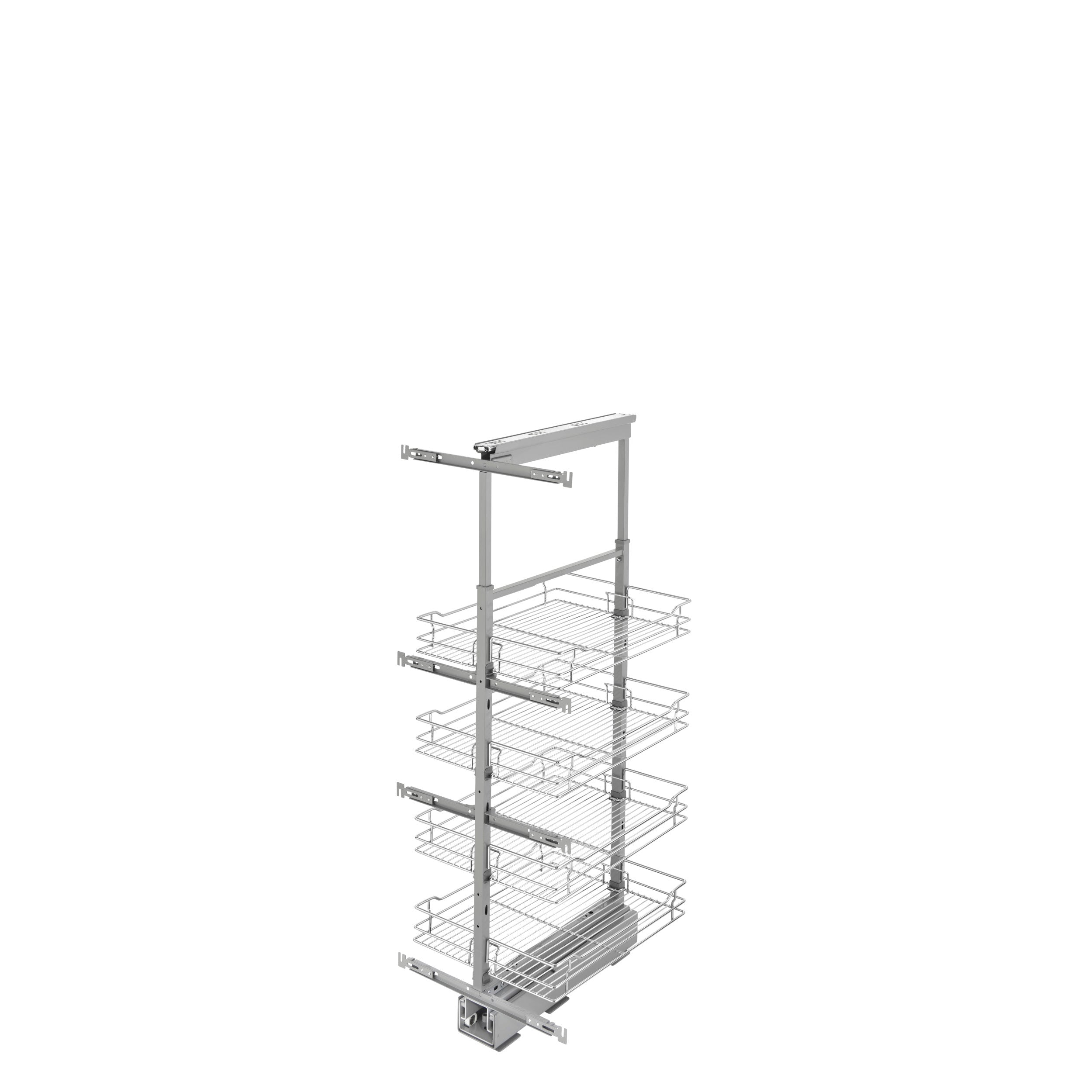 16 in Chrome Basket Pantry Pullout Soft Close Chrome  16.25 in (413 mm) W x 21.69 in (551 mm) D x 43.41 in (1103 mm) H