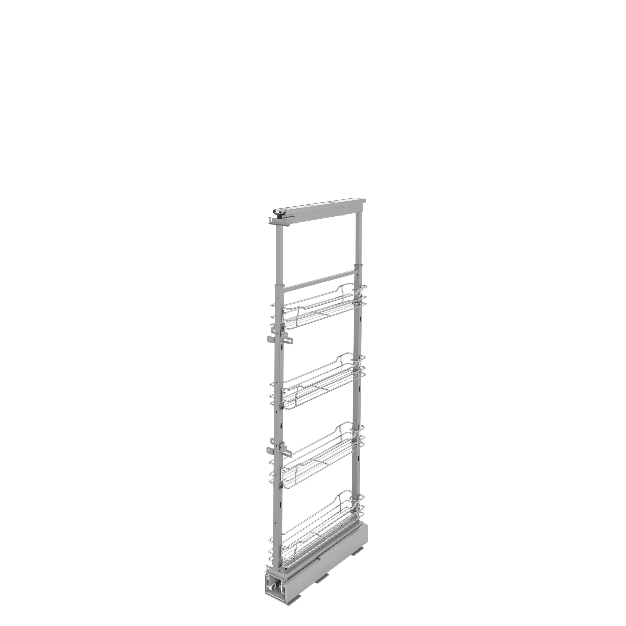 4-1/8 in Chrome Basket Pantry Pullout Soft Close Chrome  4.25 in (108 mm) W x 21.69 in (551 mm) D x 50.75 in (1289 mm) H