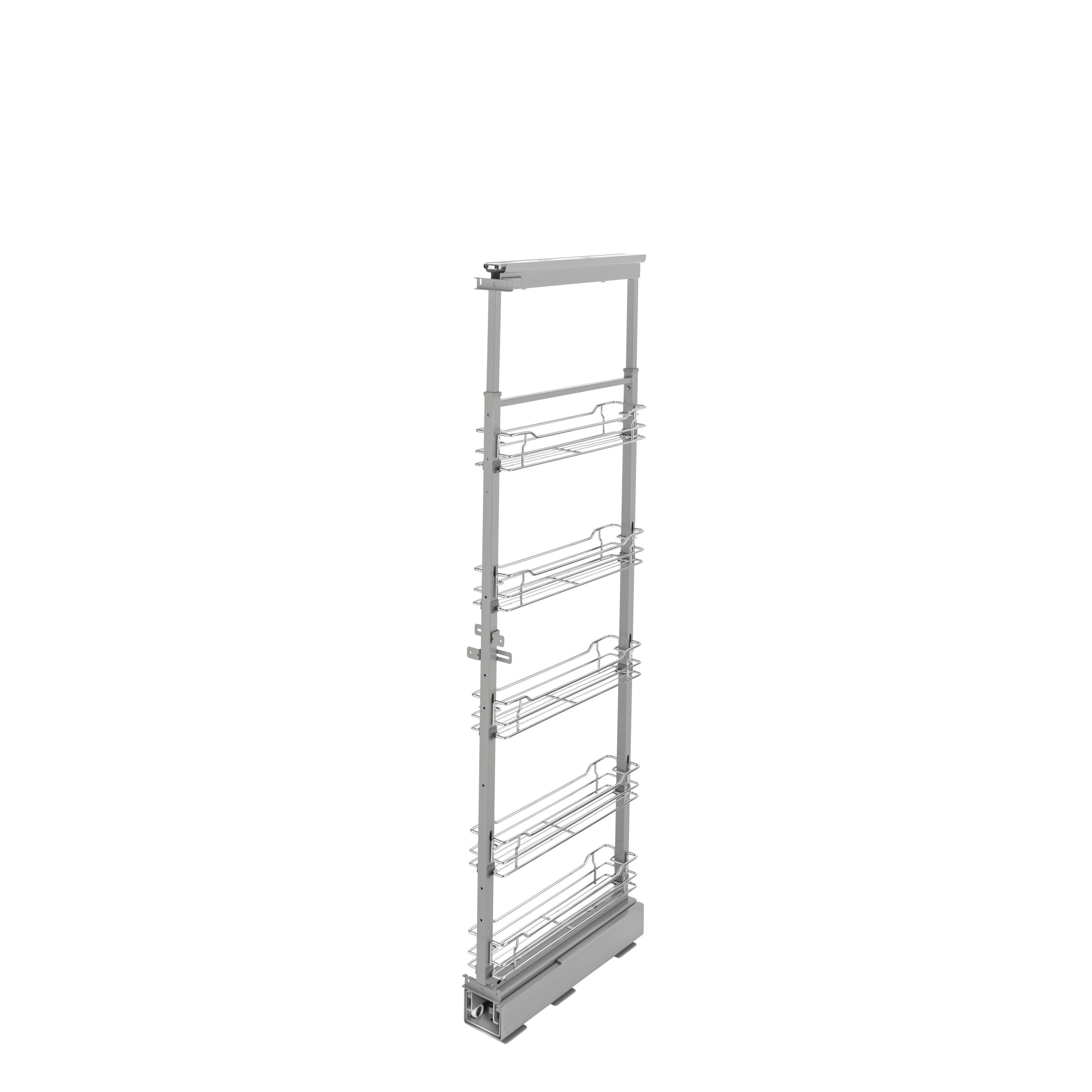 4-1/8 in Chrome Basket Pantry Pullout Soft Close Chrome  4.25 in (108 mm) W x 21.69 in (551 mm) D x 58.25 in (1480 mm) H