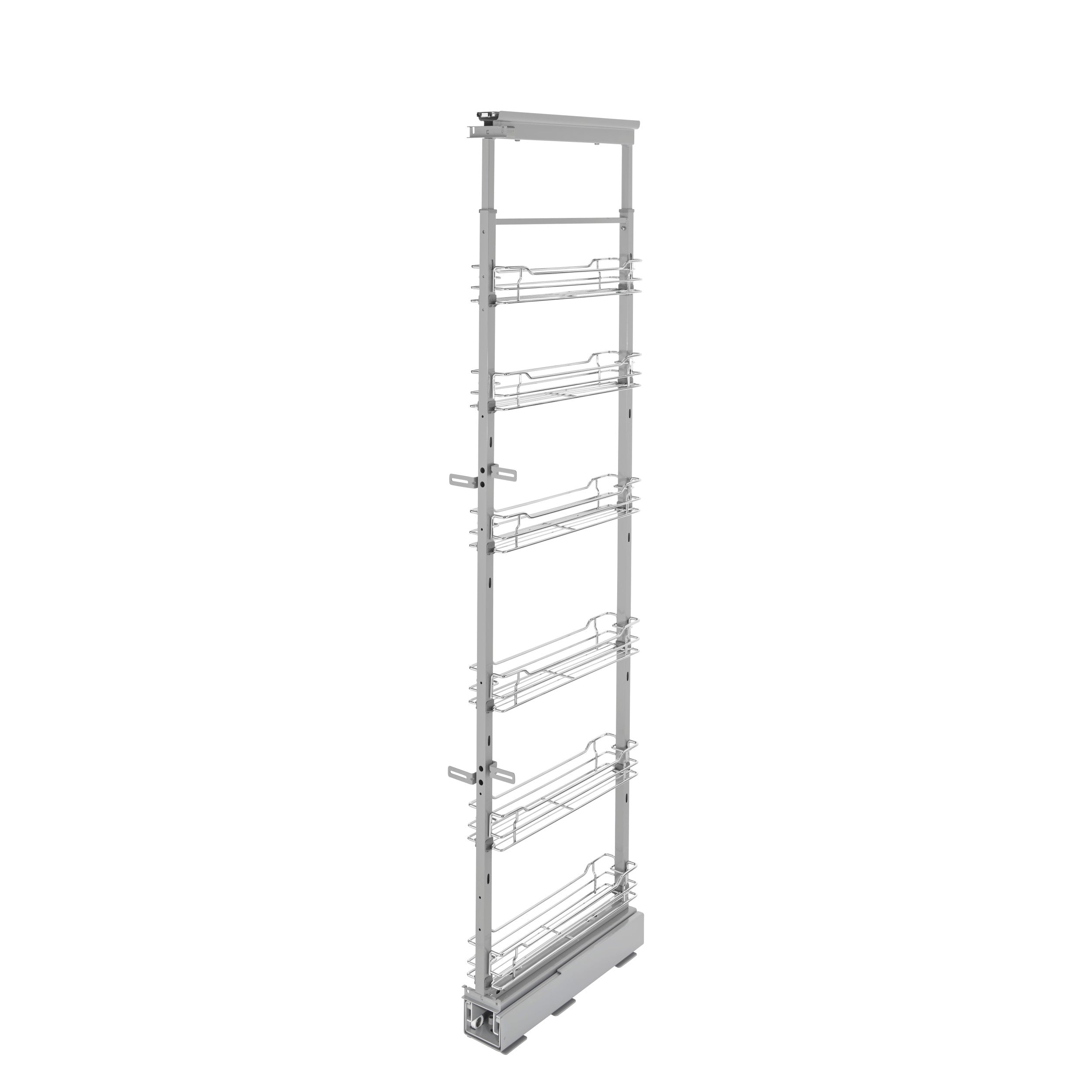 4-1/8 in Chrome Basket Pantry Pullout Soft Close Chrome  4.5 in (114 mm) W x 21.69 in (551 mm) D x 73.63 in (1870 mm) H
