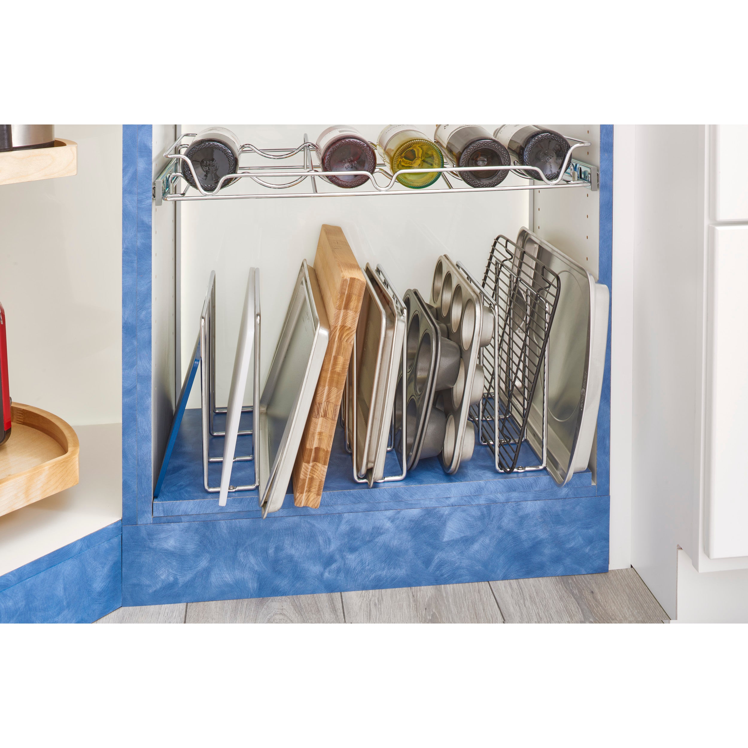 Chrome U-Shaped Bakeware Organizer Chrome  3 in (76 mm) W x 11.88 in (302 mm) D x 10 in (254 mm) H