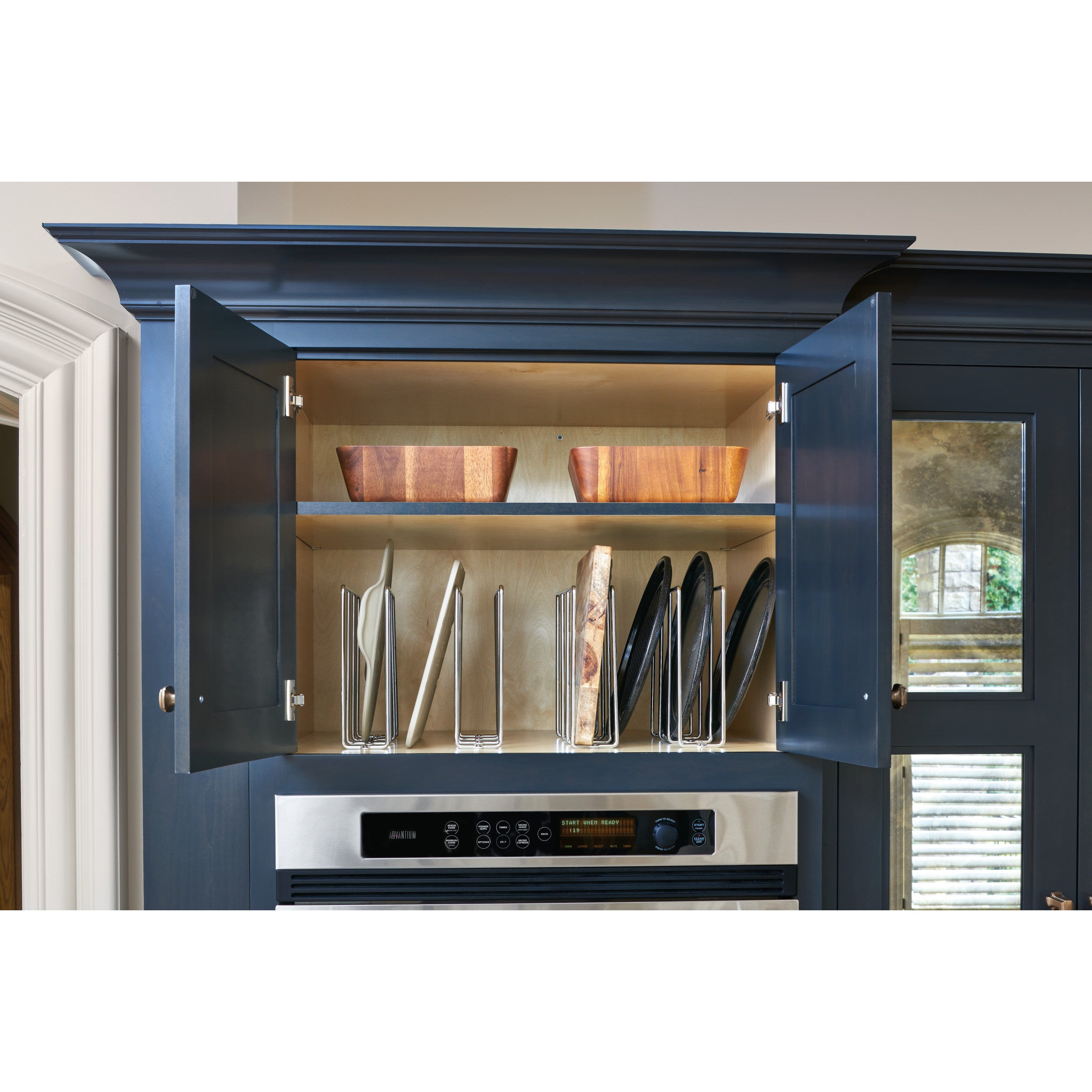 Chrome U-Shaped Bakeware Organizer Chrome  3 in (76 mm) W x 11.88 in (302 mm) D x 10 in (254 mm) H