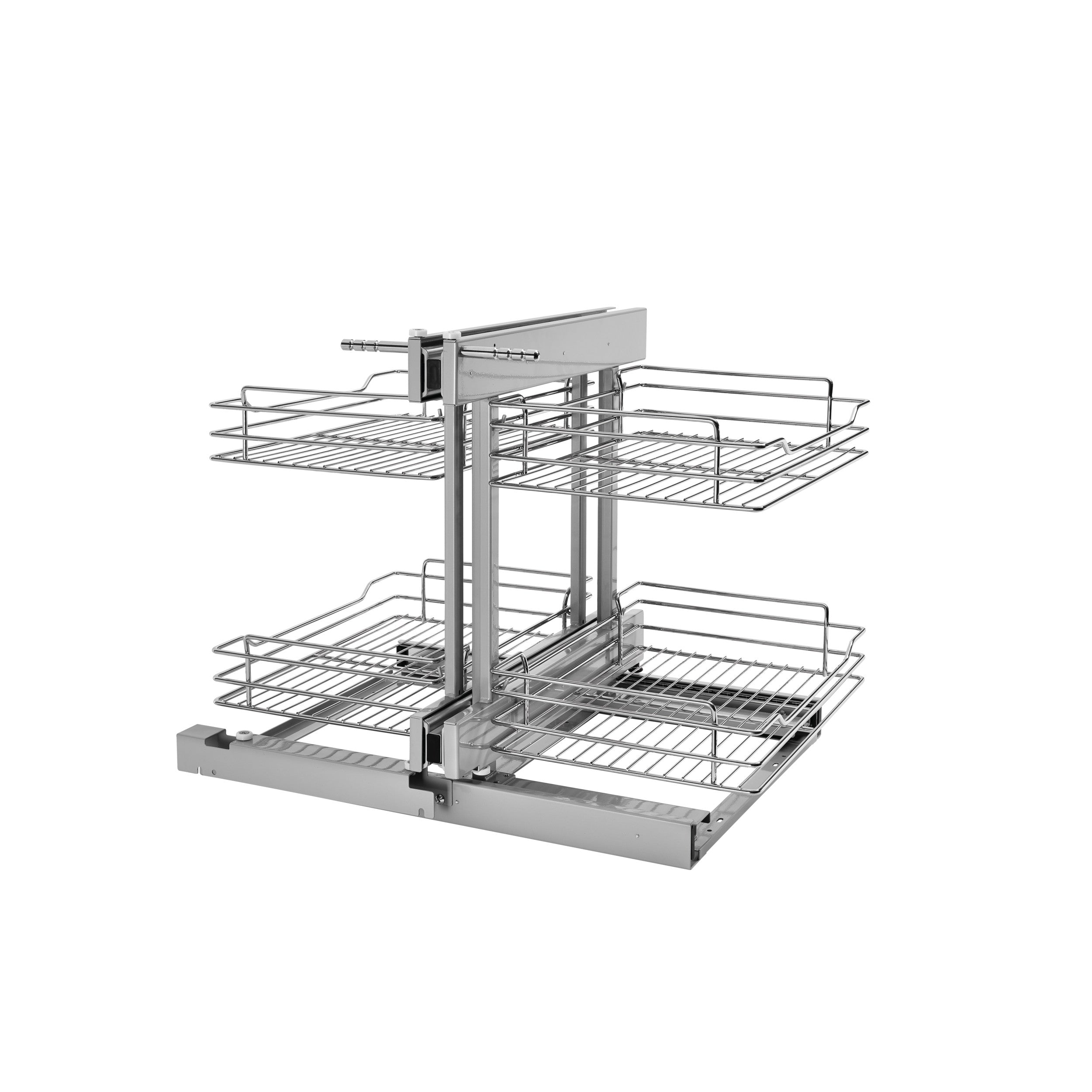 15 in Chrome Blind Corner Organizer Chrome  26.25 in (667 mm) W x 20.25 in (514 mm) D x 20.88 in (530 mm) H
