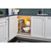 15 in Chrome Blind Corner Organizer Soft-Close Chrome  26.25 in (667 mm) W x 20.25 in (514 mm) D x 20.88 in (530 mm) H