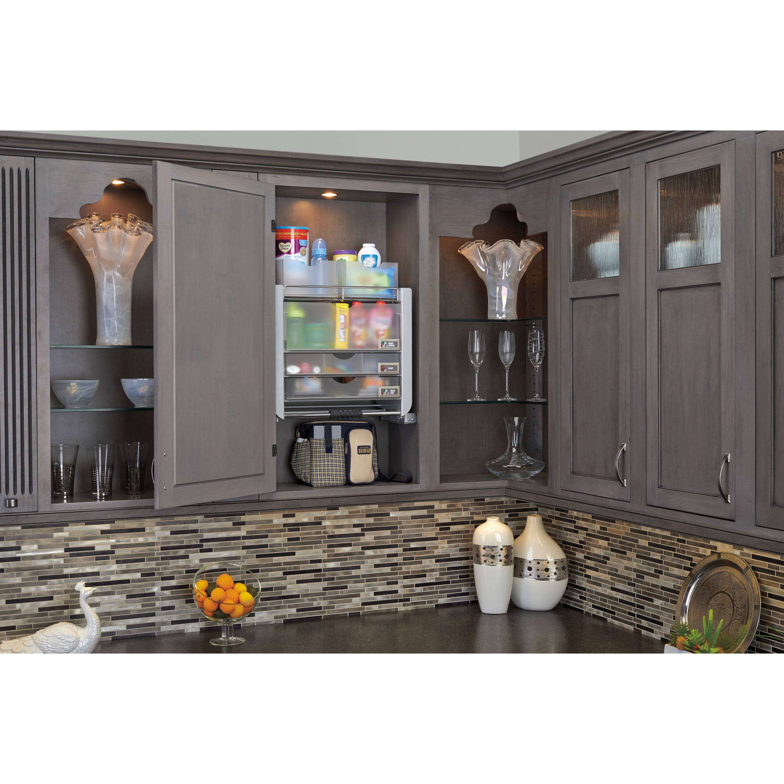 24 in Chrome Universal Pull Down Chrome  22.25 in (565 mm) W x 10.5 in (267 mm) D x 22.5 in (572 mm) H