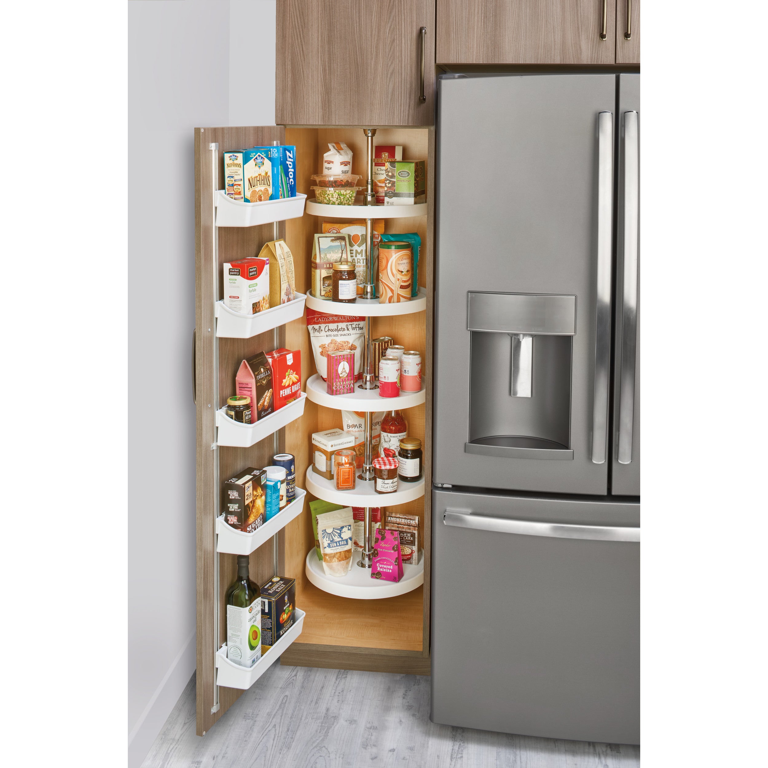 16 in Almond Polymer Pantry Full Circle Lazy Susans Almond  16 in (406 mm) W x 16 in (406 mm) D x 56 in (1422 mm) H