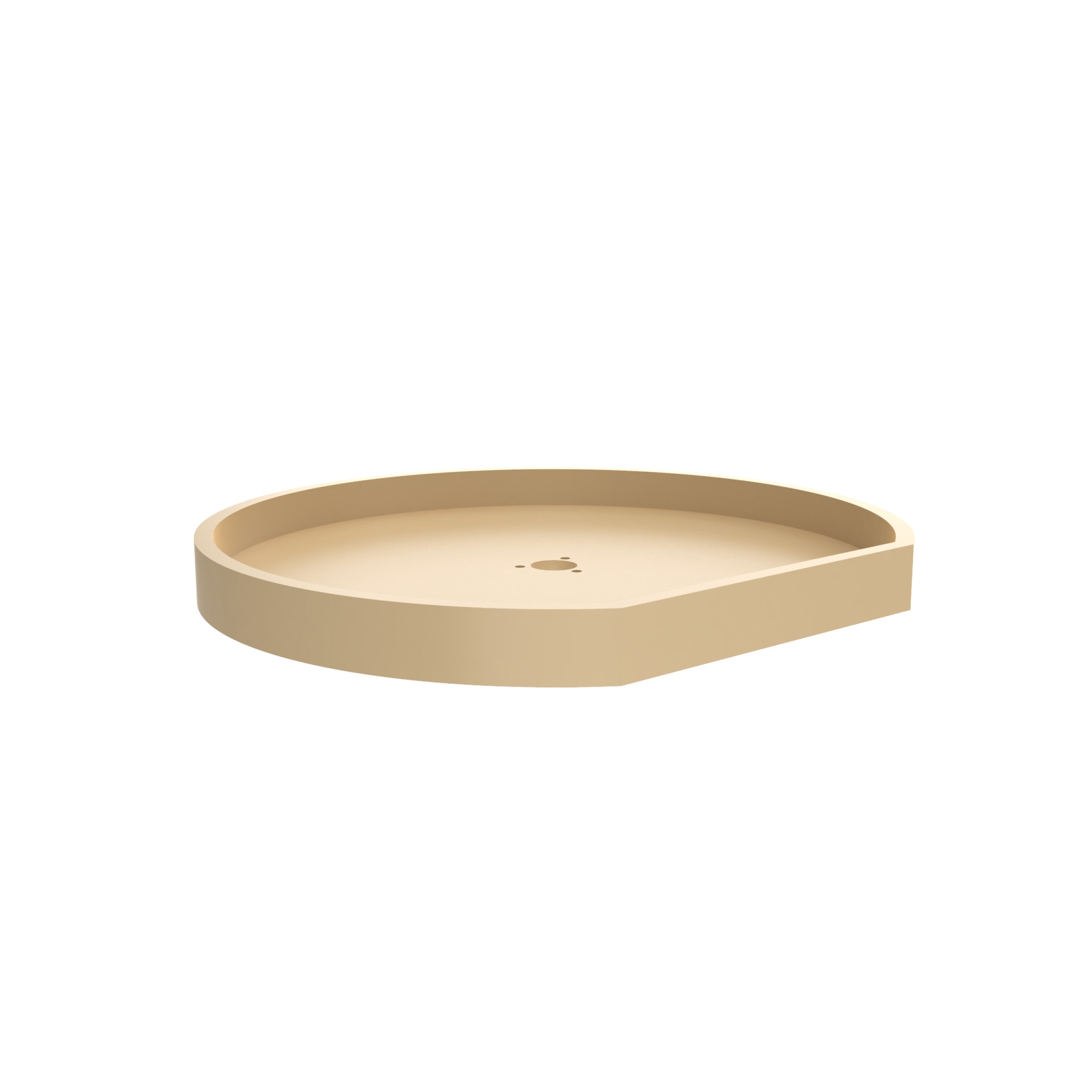 22 in Almond Polymer D-Shape Lazy Susan Shelf Only Almond  22 in (559 mm) W x 22 in (559 mm) D x 1.24 in (31 mm) H