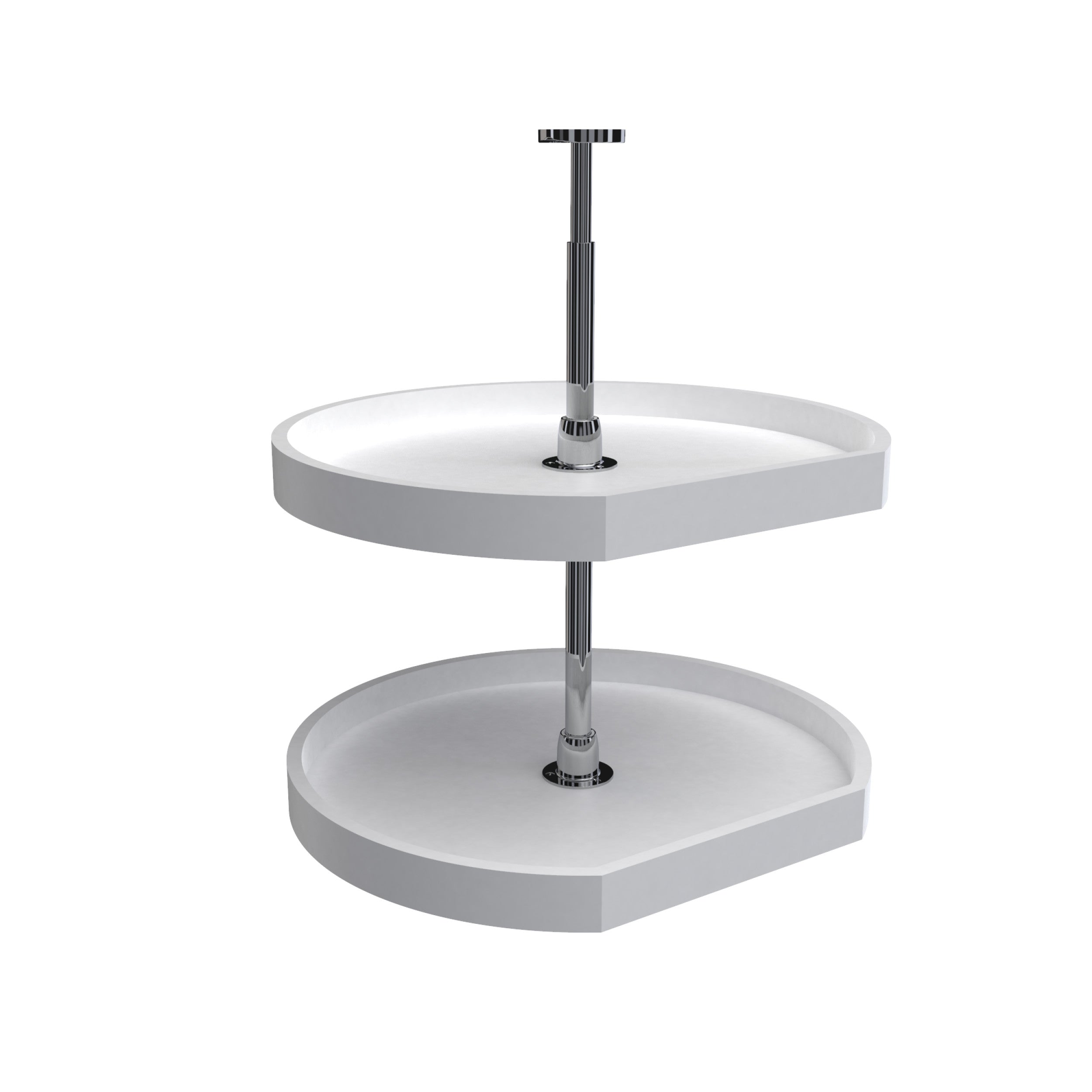 22 in White Polymer D-Shape Lazy Susans 2-Shelf White  22 in (559 mm) W x 22 in (559 mm) D x 26 in (660 mm) H