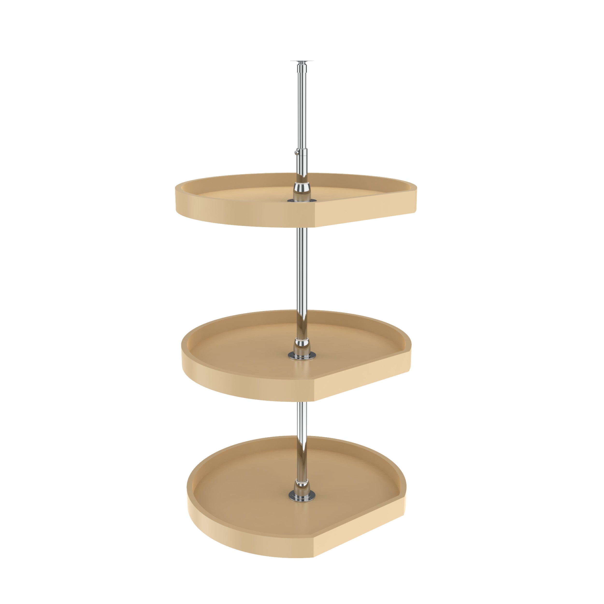 22 in Almond Polymer D-Shape Lazy Susans 3-Shelf Almond  22 in (559 mm) W x 22 in (559 mm) D x 38 in (965 mm) H
