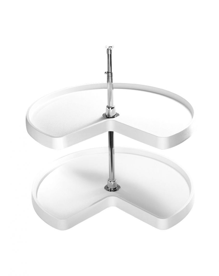 28 in White Polymer Kidney Lazy Susans 2-Shelf White  28 in (711 mm) W x 28 in (711 mm) D x 26 in (660 mm) H