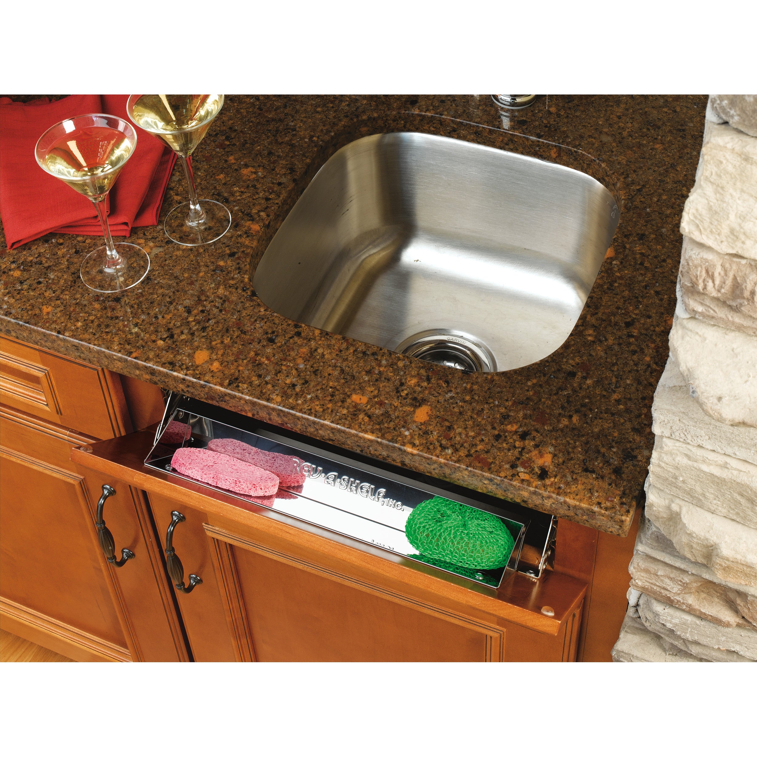 19 in Stainless Steel Tip-Out Tray Silver  19 in (483 mm) W x 2.13 in (54 mm) D x 3 in (76 mm) H