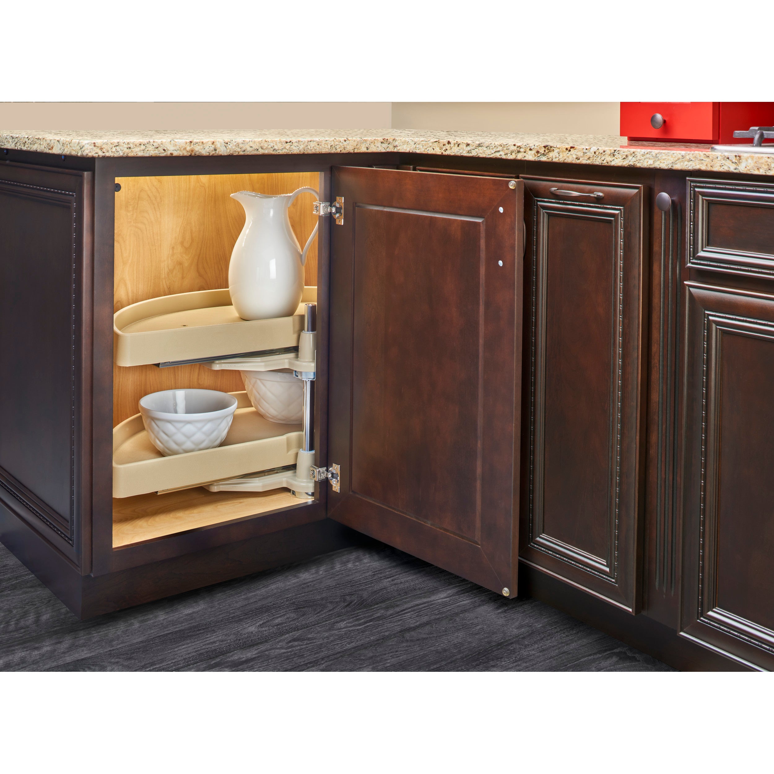 33 in Polymer Two-Tier Half Moon Susans Almond  33 in (838 mm) W x 16.5 in (419 mm) D x 15.88 in (403 mm) H