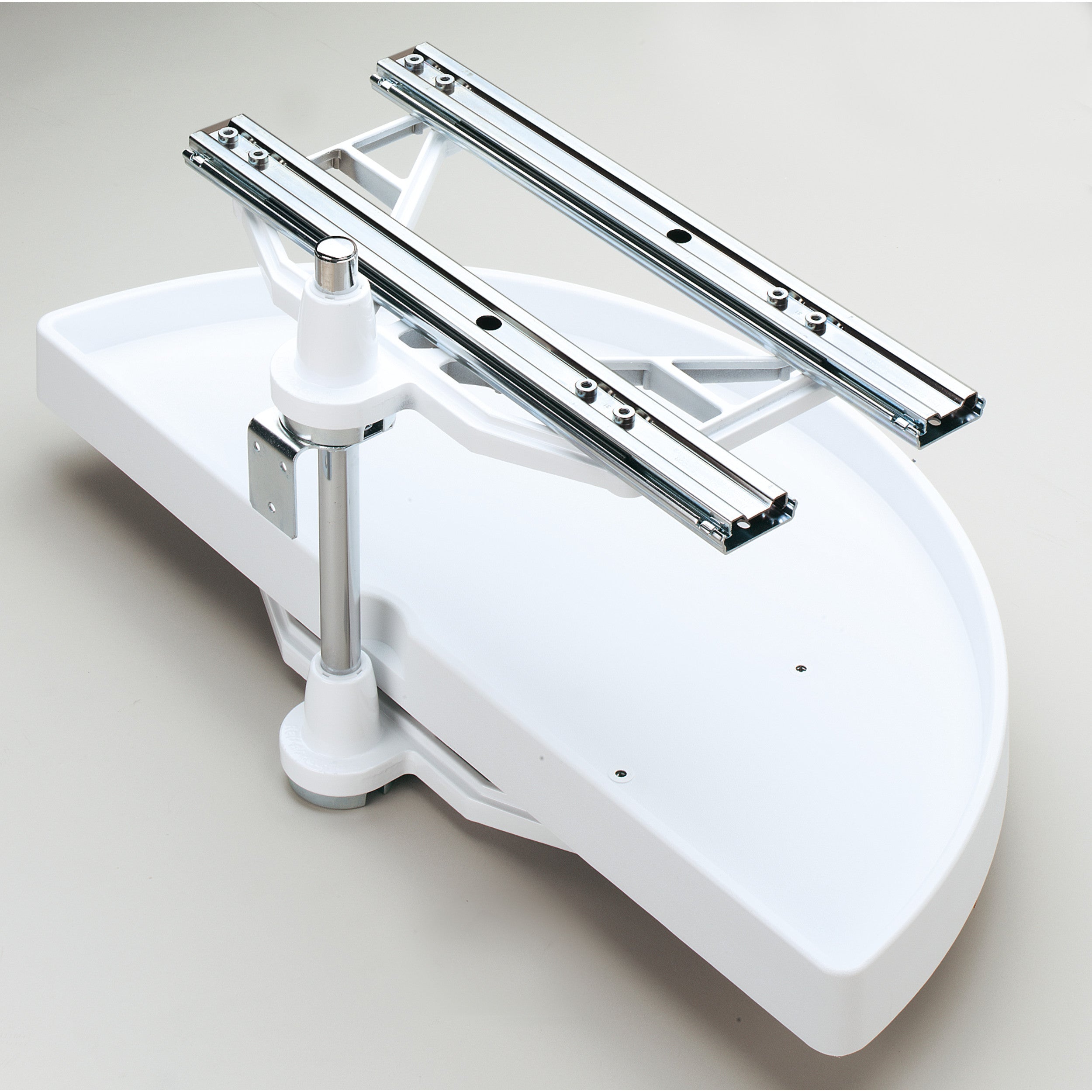 39 in Polymer Two-Tier Half Moon Susans White  39 in (991 mm) W x 19.5 in (495 mm) D x 15.88 in (403 mm) H