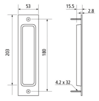 BARN DOOR FLUSH HANDLE 203X53MM MT BLK