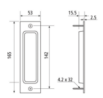 BARN DOOR FLUSH HANDLE 203X53MM SATIN NI