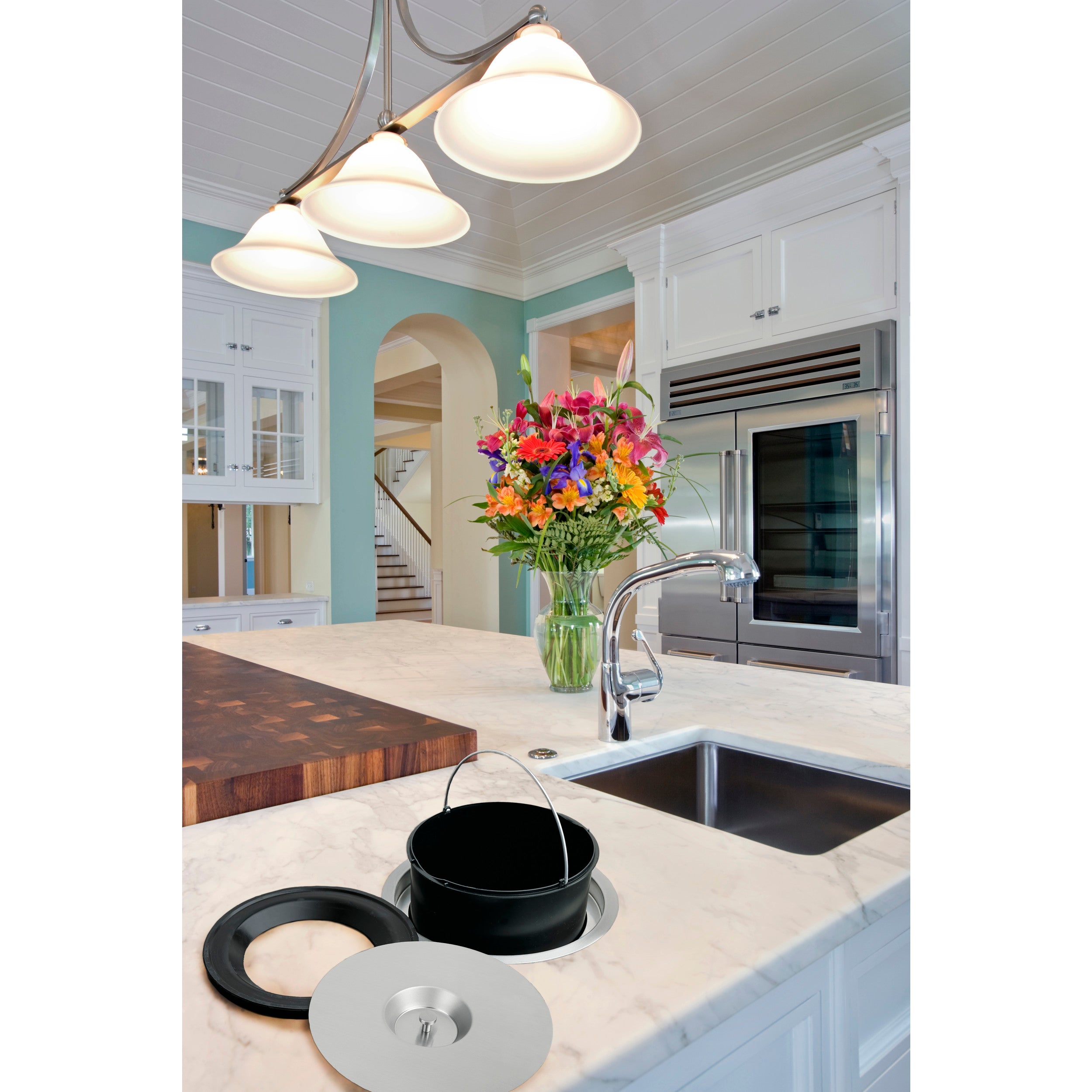 Counter mount Waste Container Stainless  12.25 in (311 mm) W x 12.25 in (311 mm) D x 13.25 in (337 mm) H