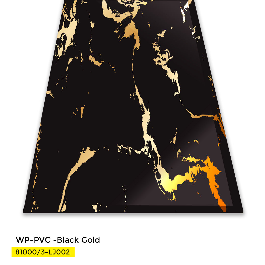 PVC WALL PANEL DECORATIVE MARBLE SHEET 4 X 8 FT  - BLACK GOLD